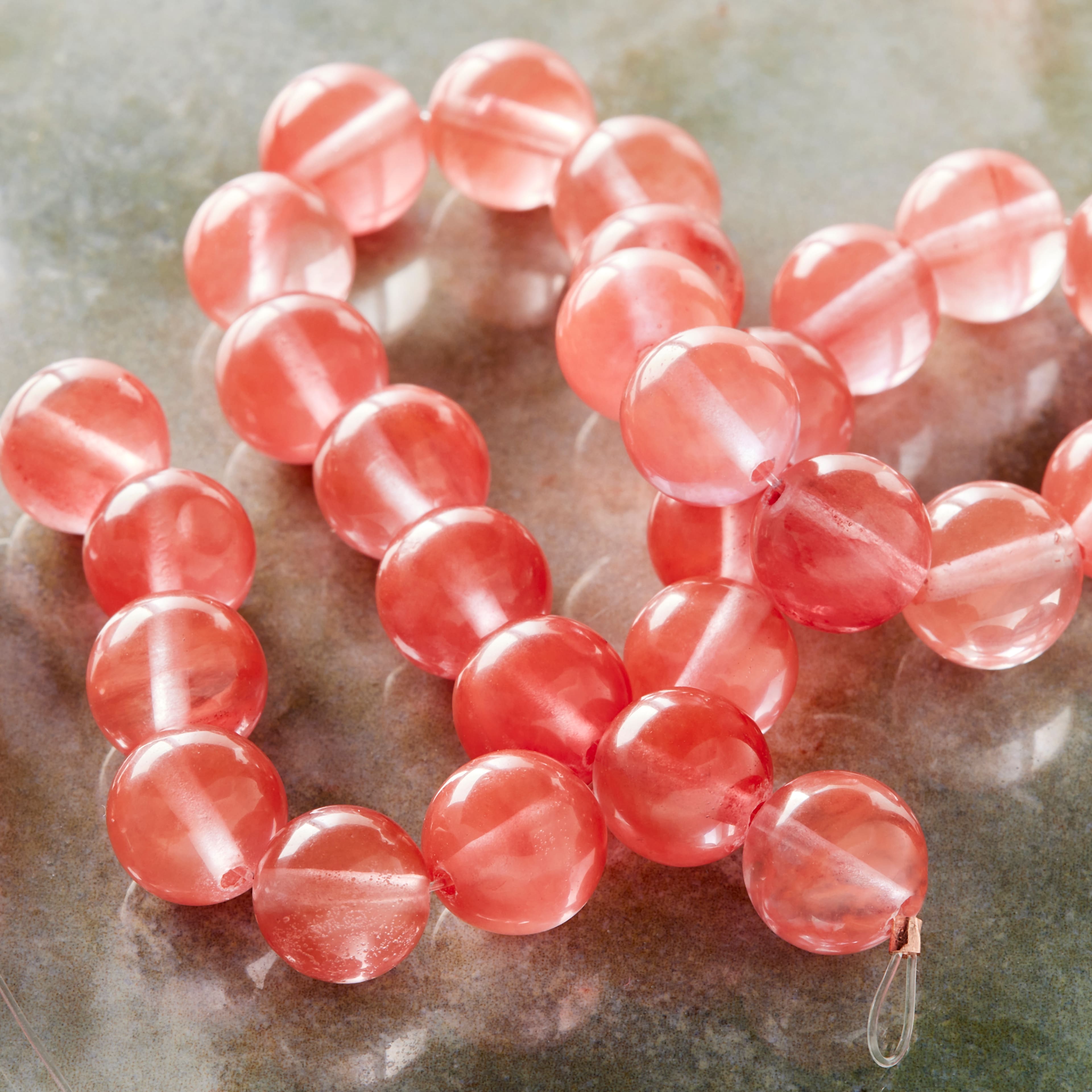 Cherry Quartz Glass Small Round Beads, 10mm by Bead Landing&#x2122;