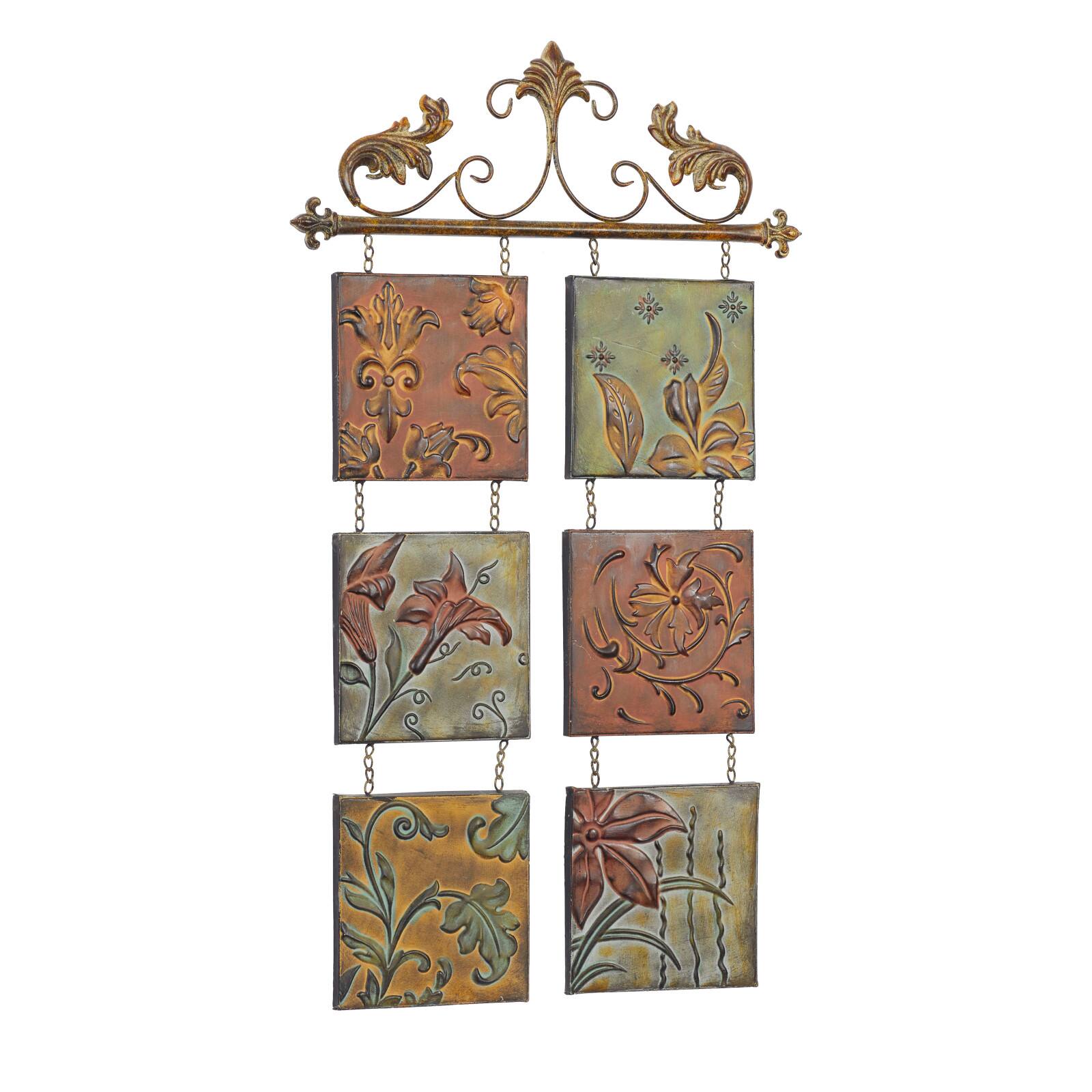 Brown Wrought Iron Traditional Floral Wall Decor