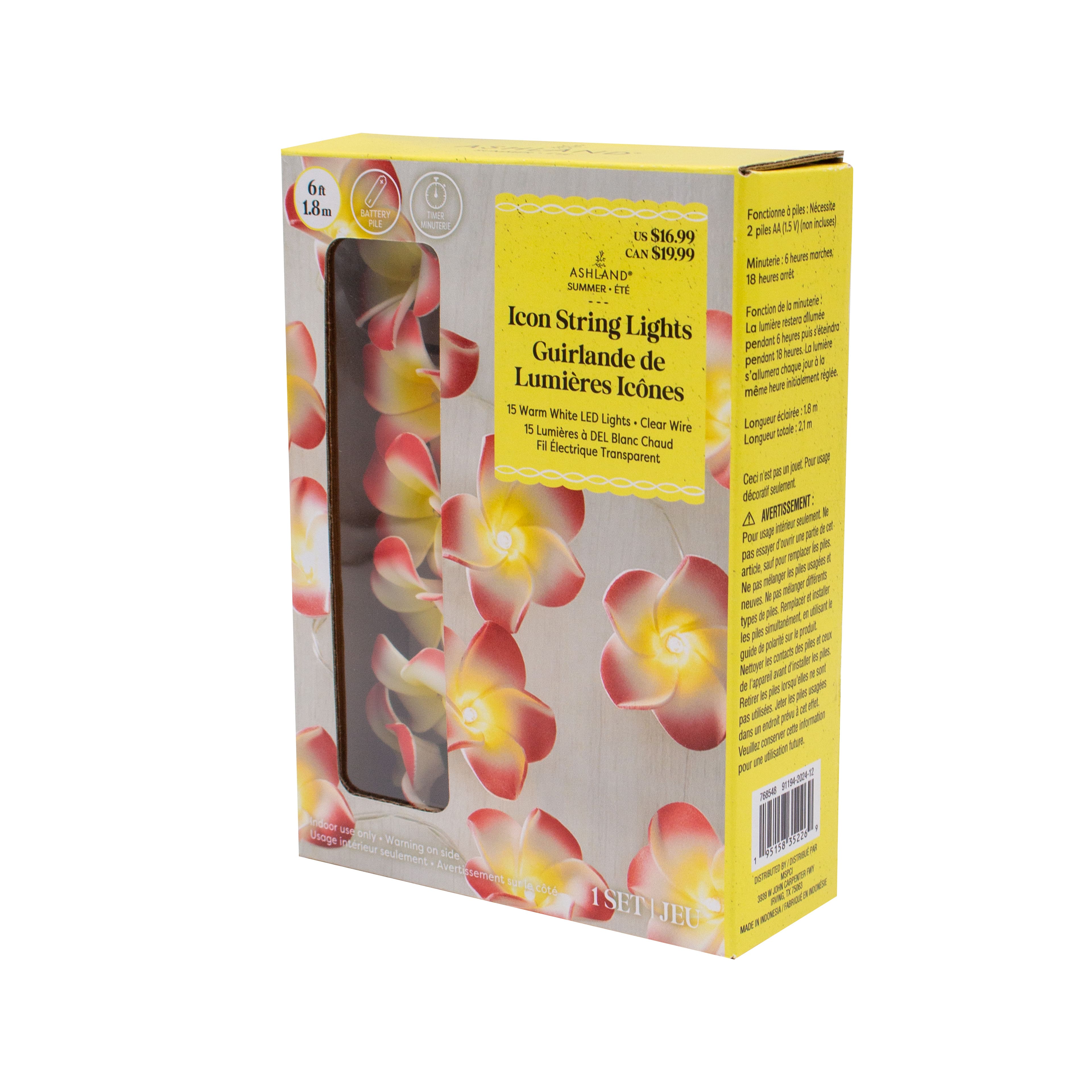 15ct. Pink Plumeria Icon LED String Lights by Ashland&#xAE;