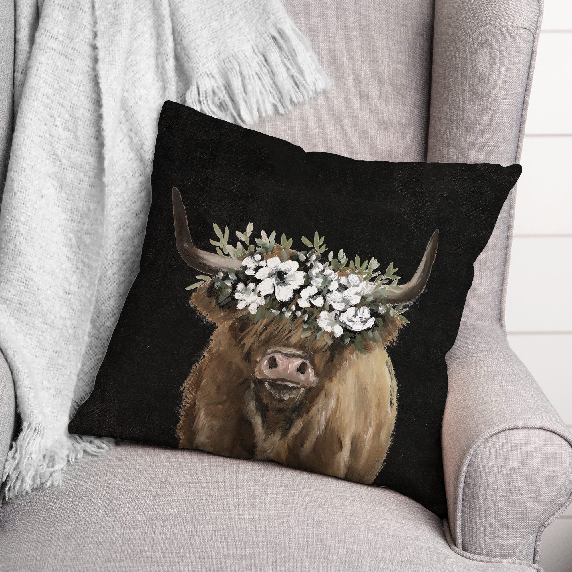Highland Cow 18" x 18" Indoor/Outdoor Pillow