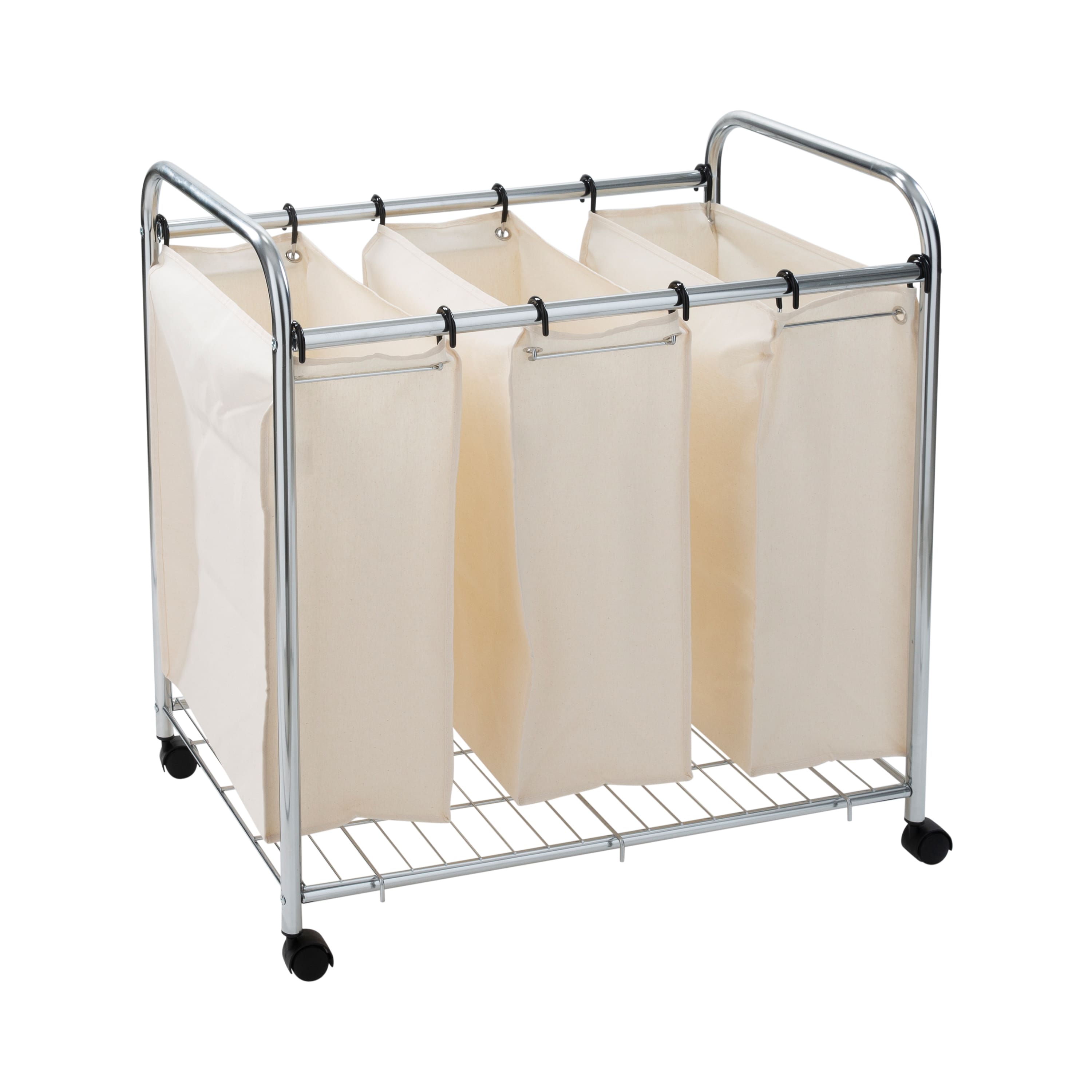 Organize It All 3 Section Laundry Sorter Basket on Wheels