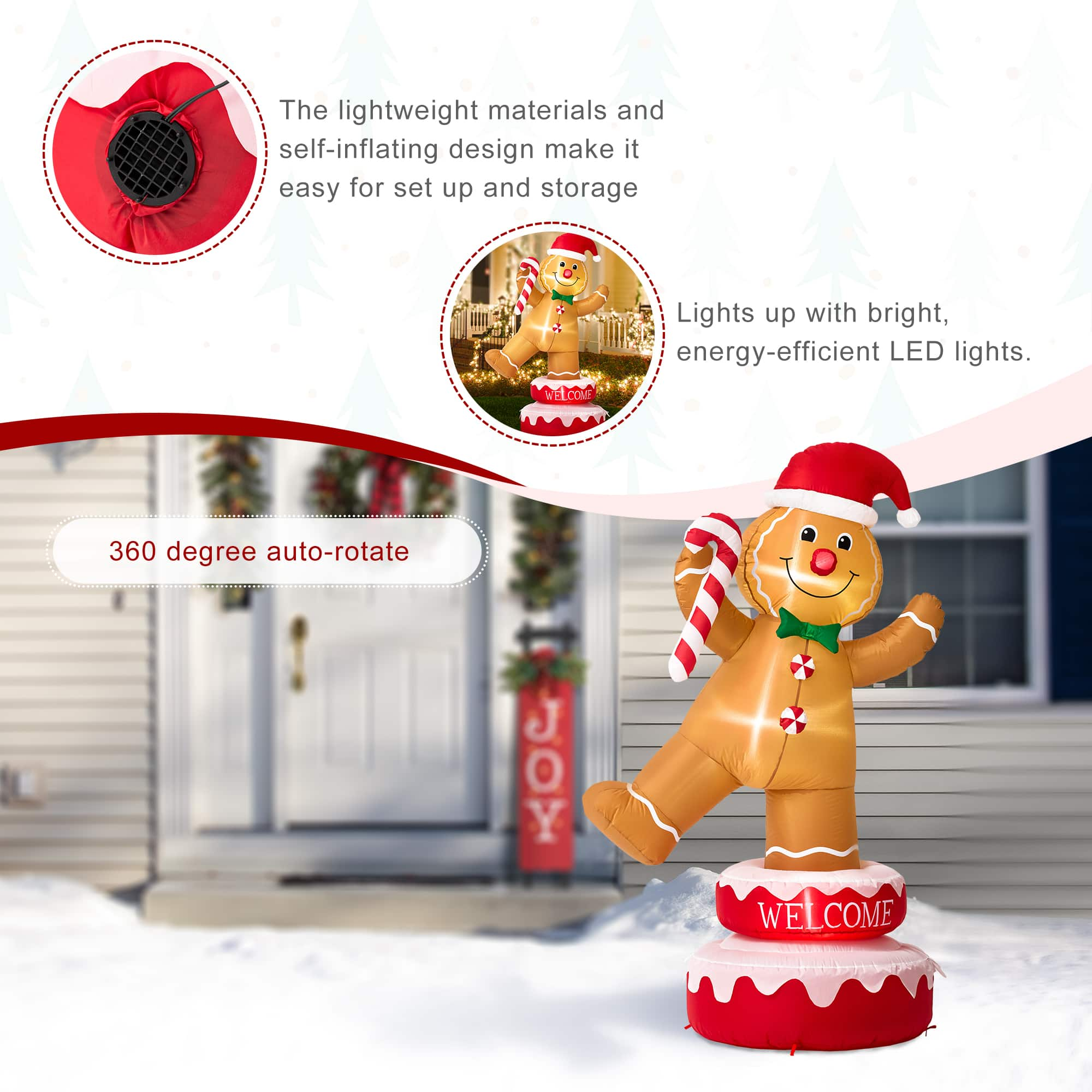 Glitzhome&#xAE; 6ft. Lighted Inflatable Rotating Gingerbread Man D&#xE9;cor