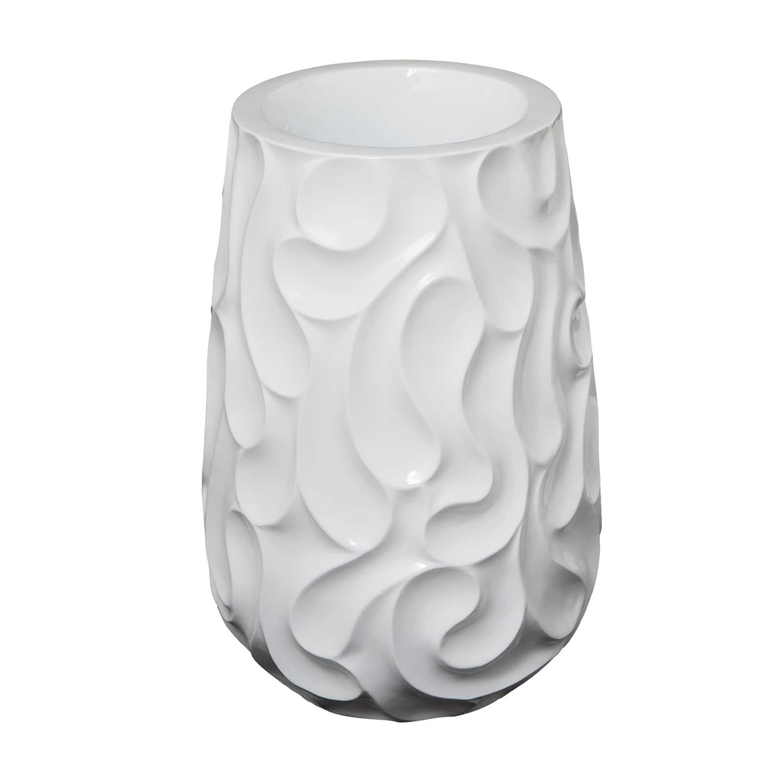 24&#x22; White Wave Textured Vase