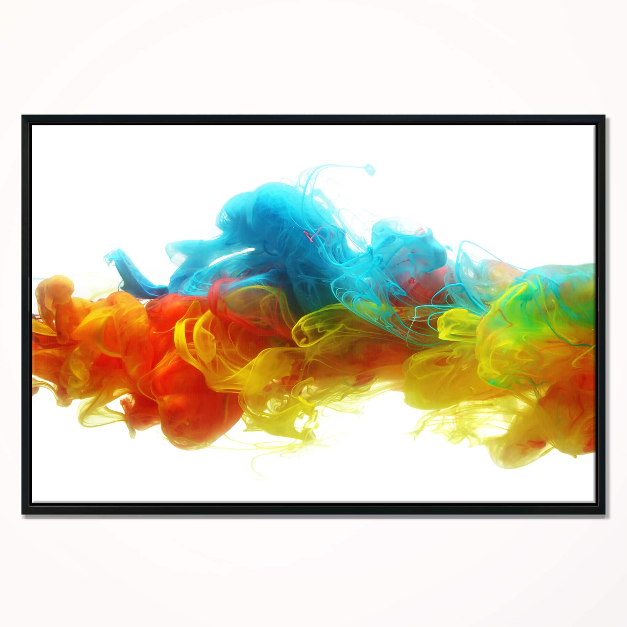 Designart - Colorful Ink in Water - Abstract Canvas Artwork in Black Frame