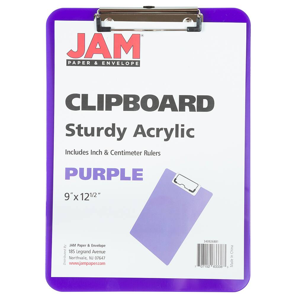 JAM Paper Letter Size Plastic Clipboards, 12ct.