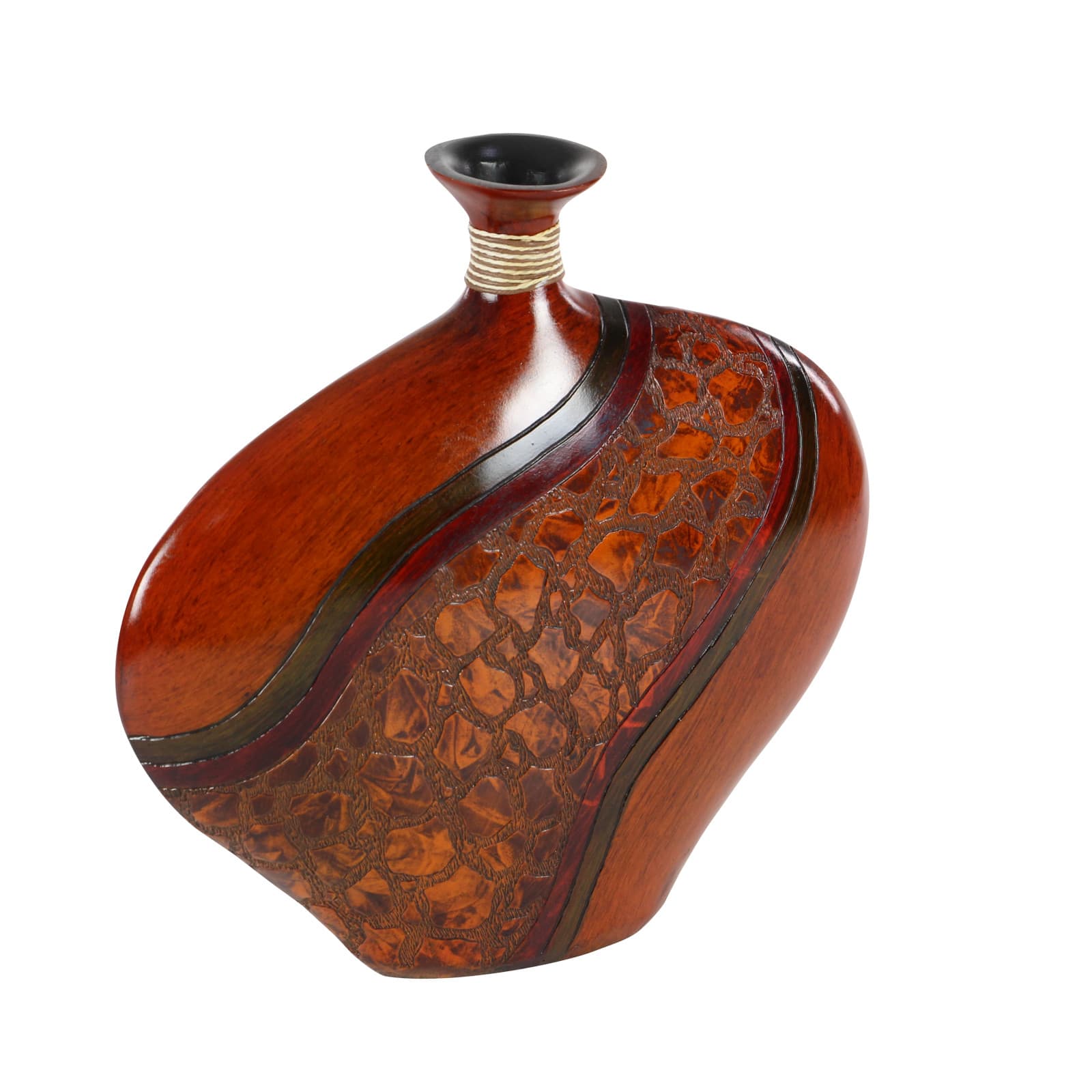 15&#x22; Brown Polystone Eclectic Vase