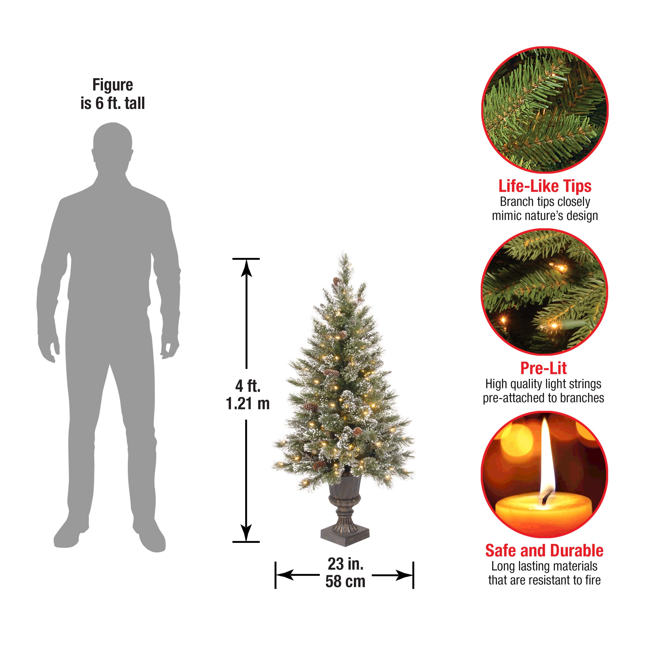4ft. Pre-Lit Glittery Bristle&#xAE; Entrance Tree with Clear Lights