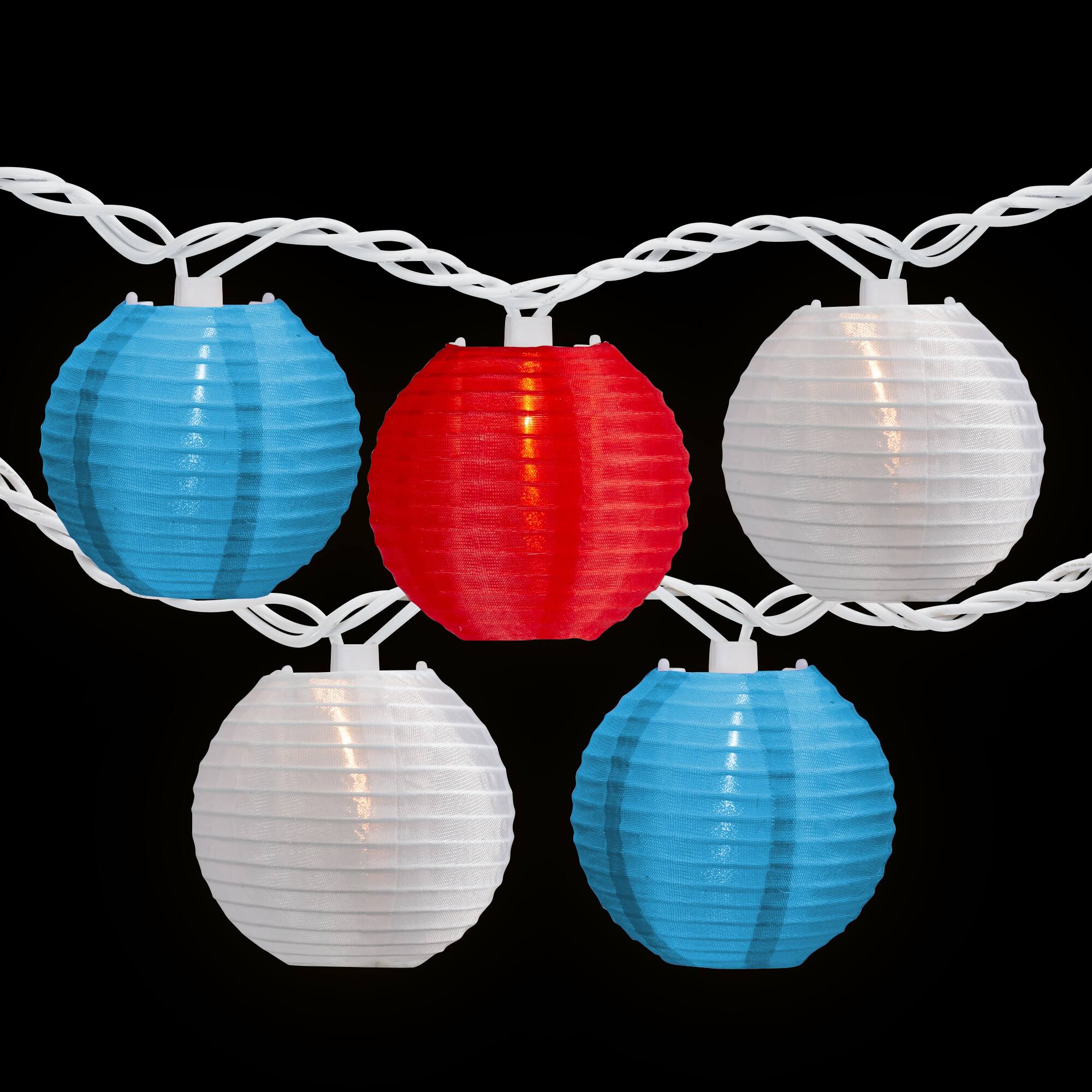 10ct. Red, White &#x26; Blue 4th of July Paper Lantern Lights
