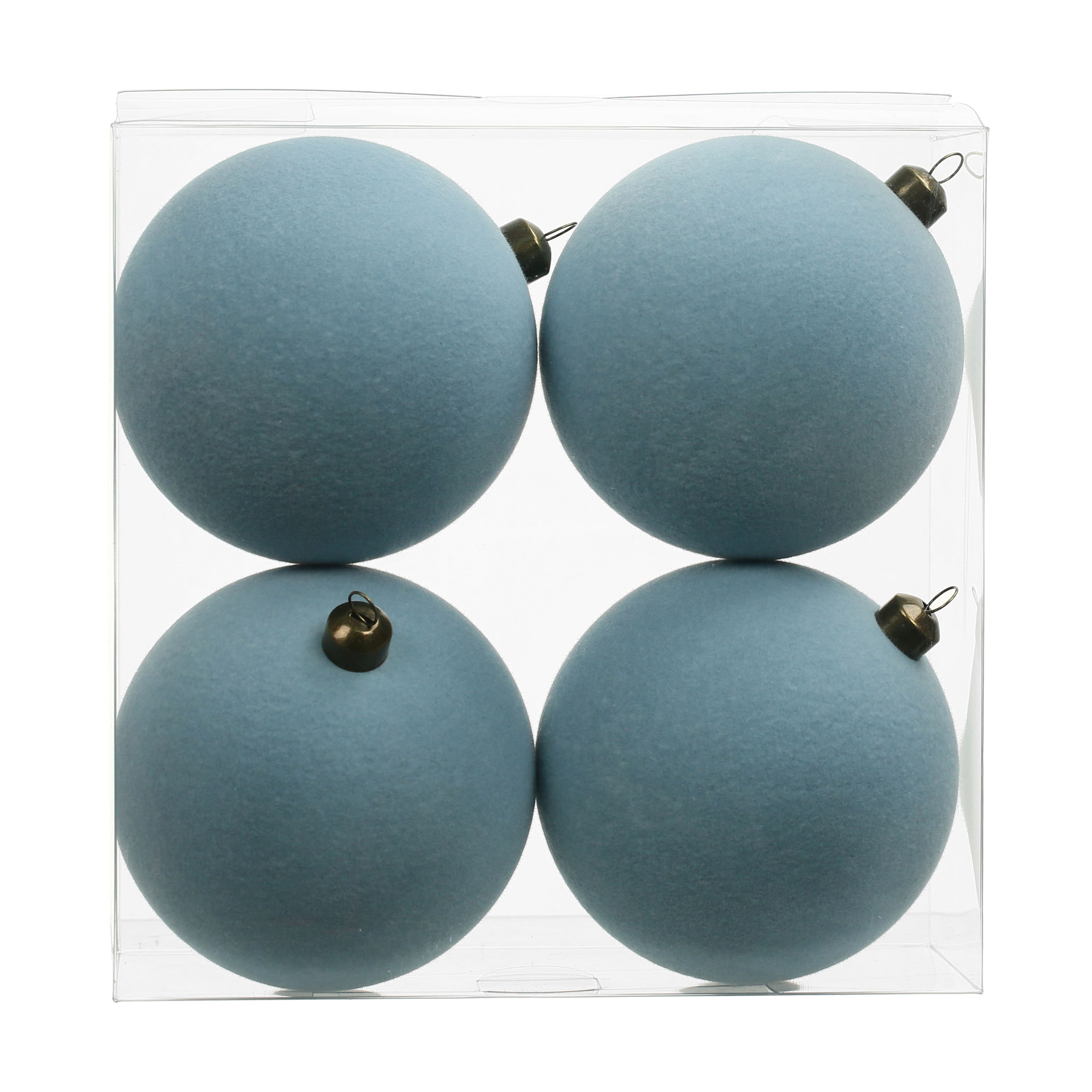 4 Pack 3.8&#x22; Flocked Shatterproof Ball Ornaments by Ashland&#xAE;