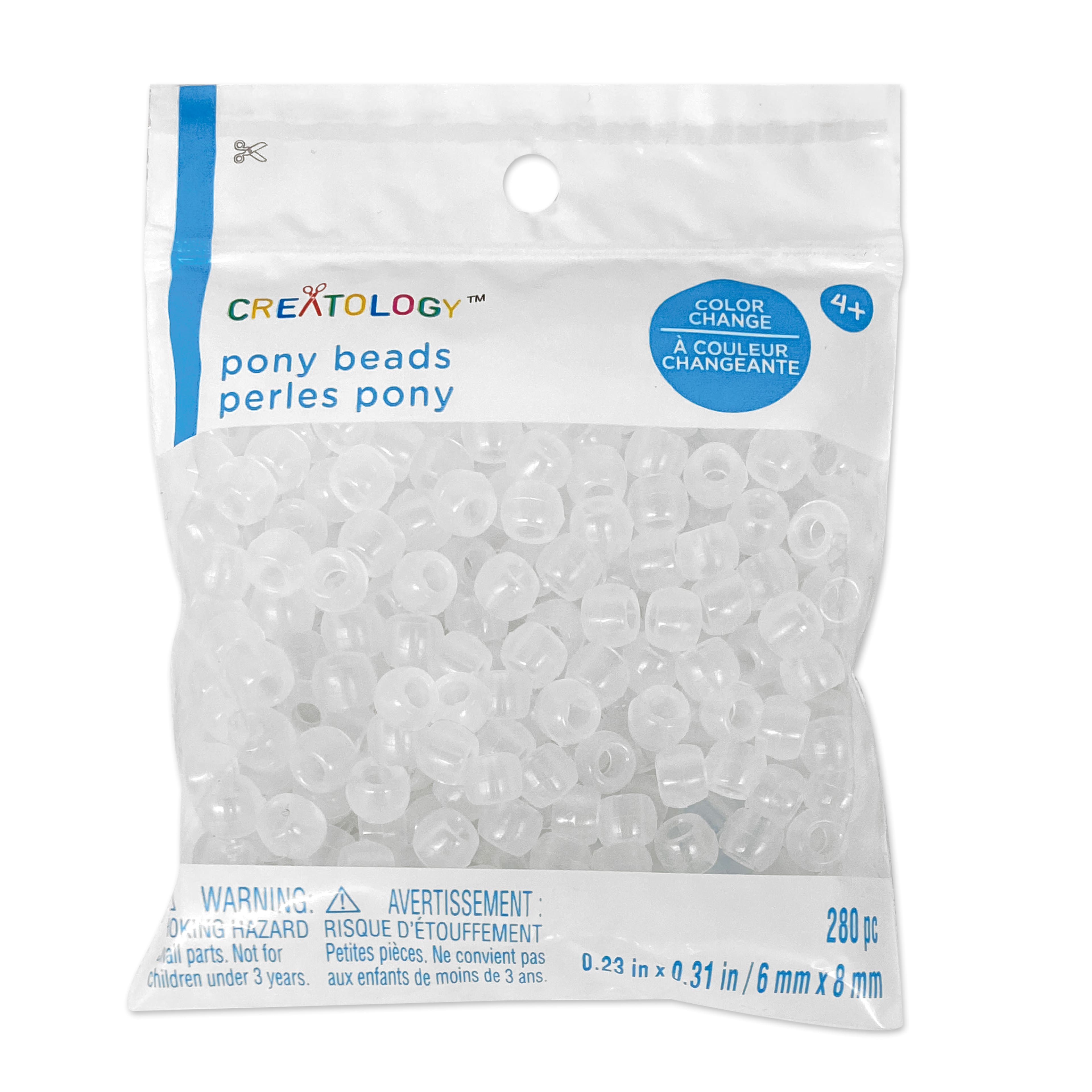 Color Change Clear Pony Beads, 8mm by Creatology&#x2122;