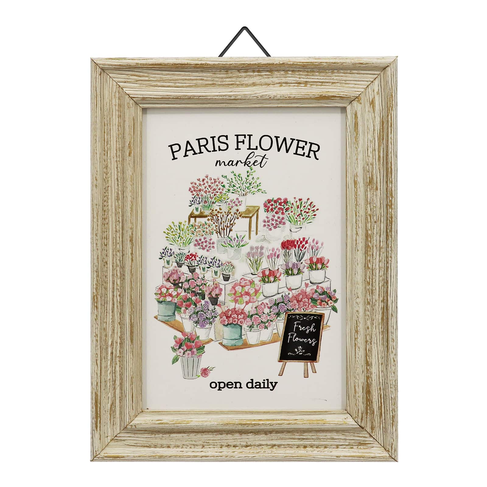 6&#x22; x 8&#x22; Paris Flower Market Wall D&#xE9;cor in Whitewashed Frame by Ashland&#xAE;