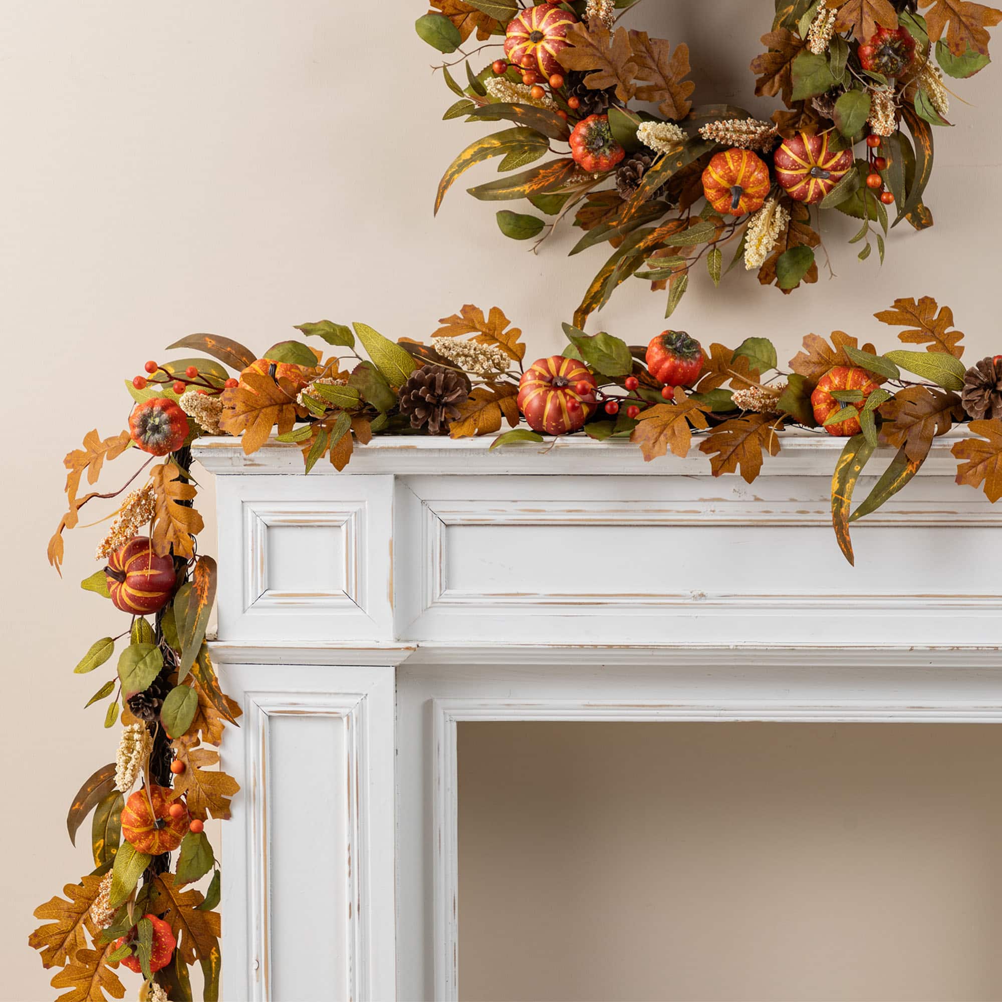 Glitzhome® 72" Fall Pumpkin Leaf Floral Garland