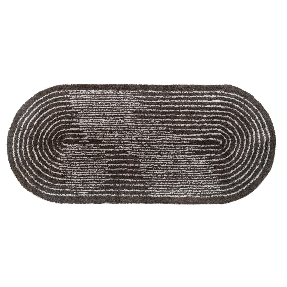 Hello Honey® Brown & Ivory Modern Oval Cotton Tufted Rug With Woven Line Design, 60" x 24"