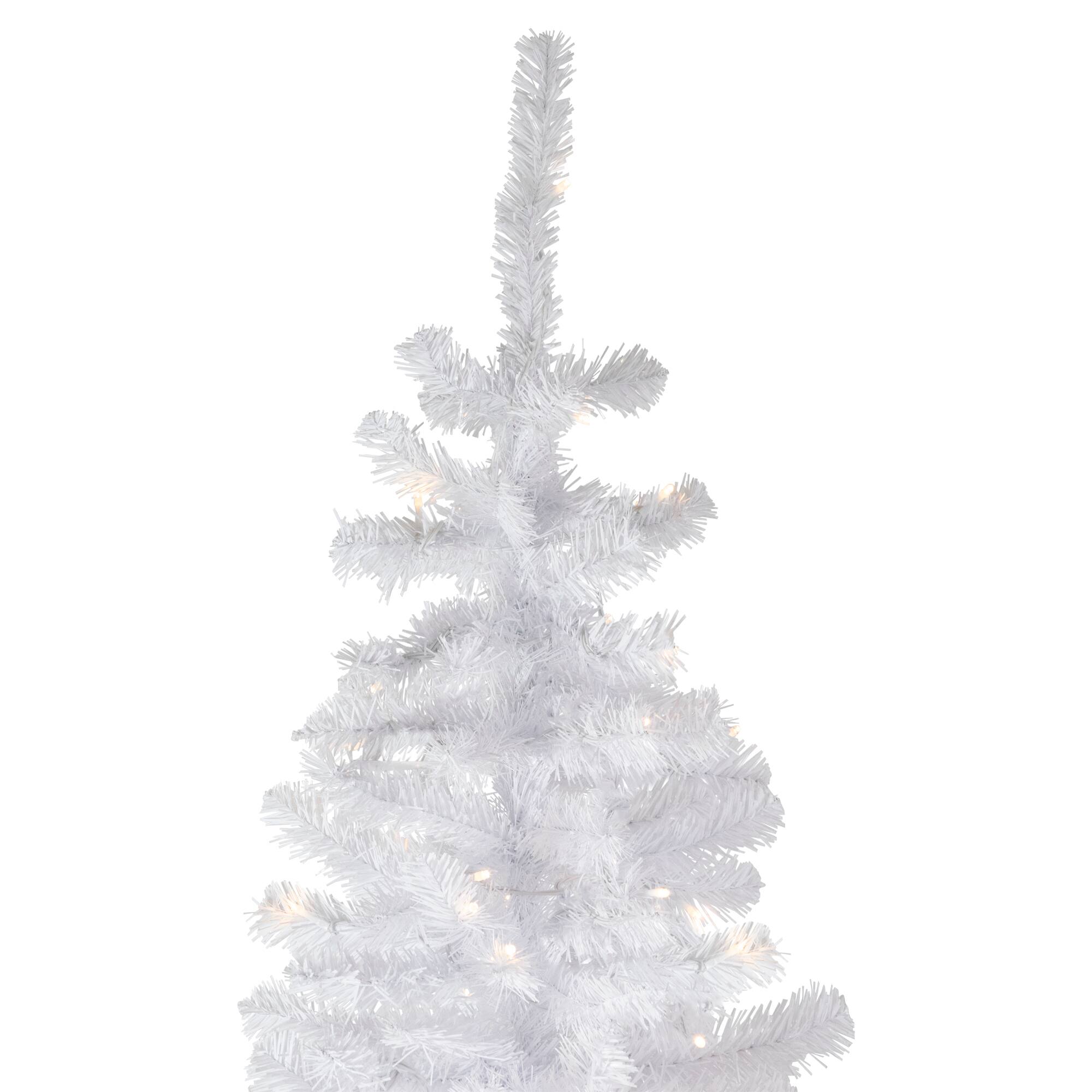 6.5ft. Pre-Lit White Georgian Pine Pencil Artificial Christmas Tree, Warm White LED Lights