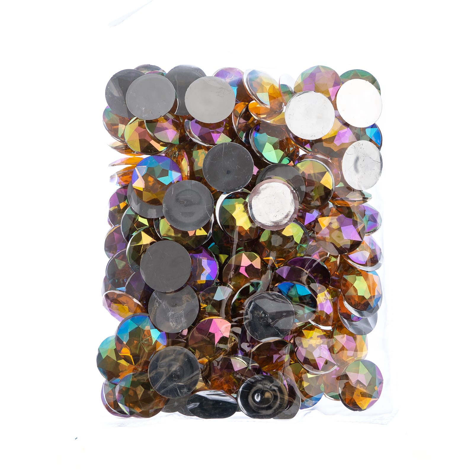 John Bead 200-Piece 20mm | Black AB Acrylic Round Flat Back Rhinestones