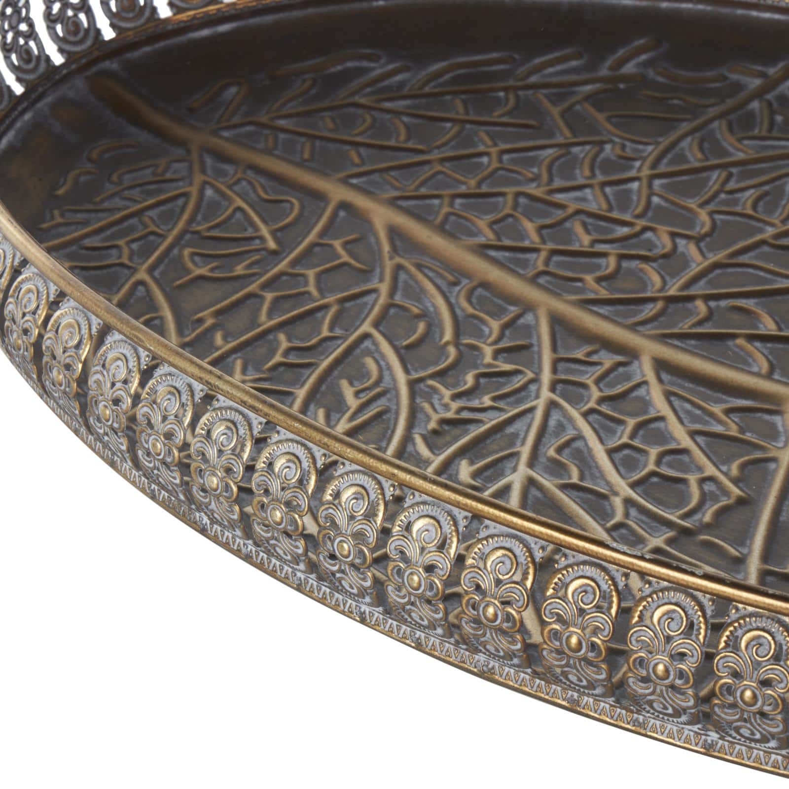 Brass Tree Patterned Tray Set