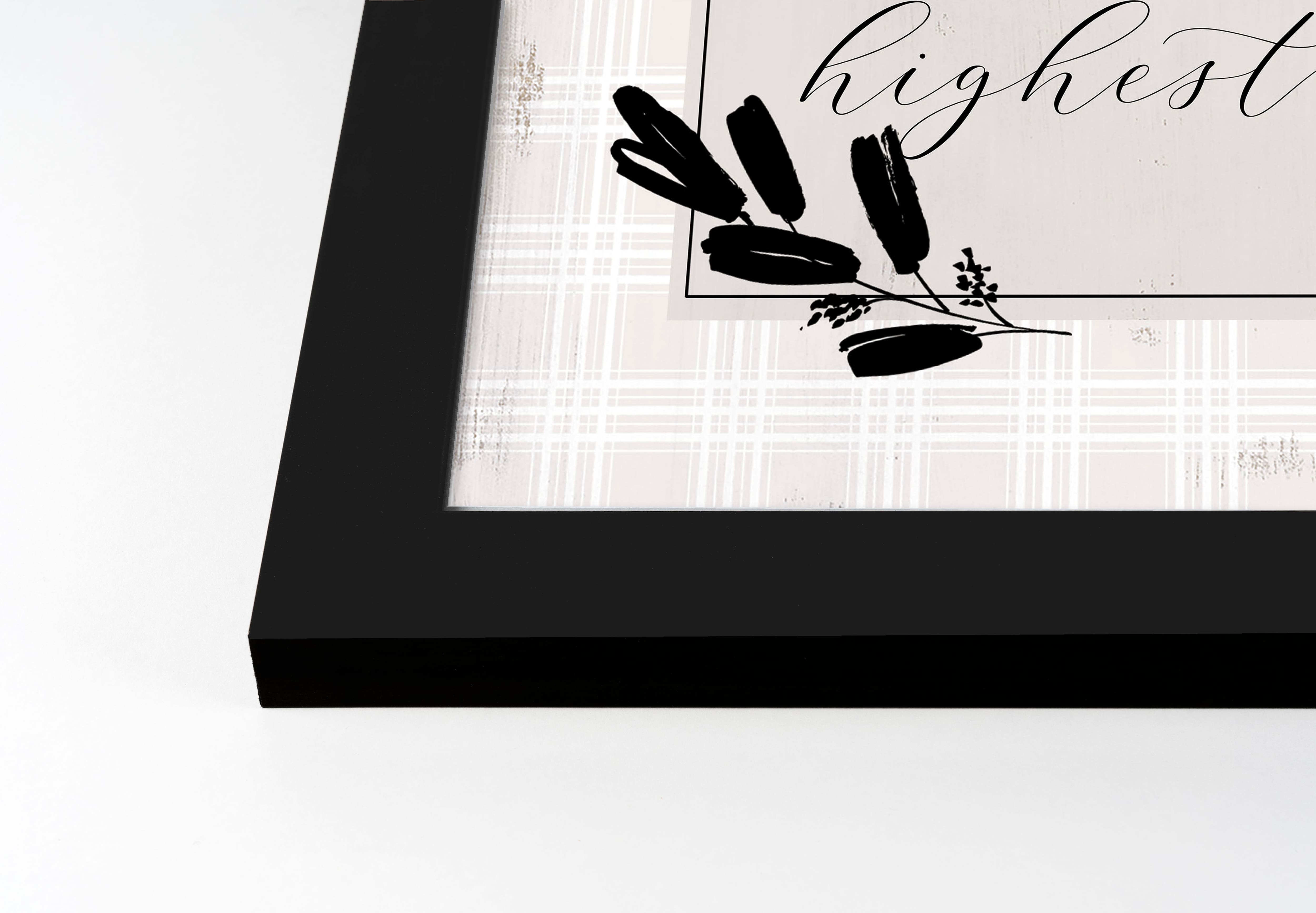 Hosanna Highest Gingham 2 16" x 16" Black Framed Print Under Plexiglass