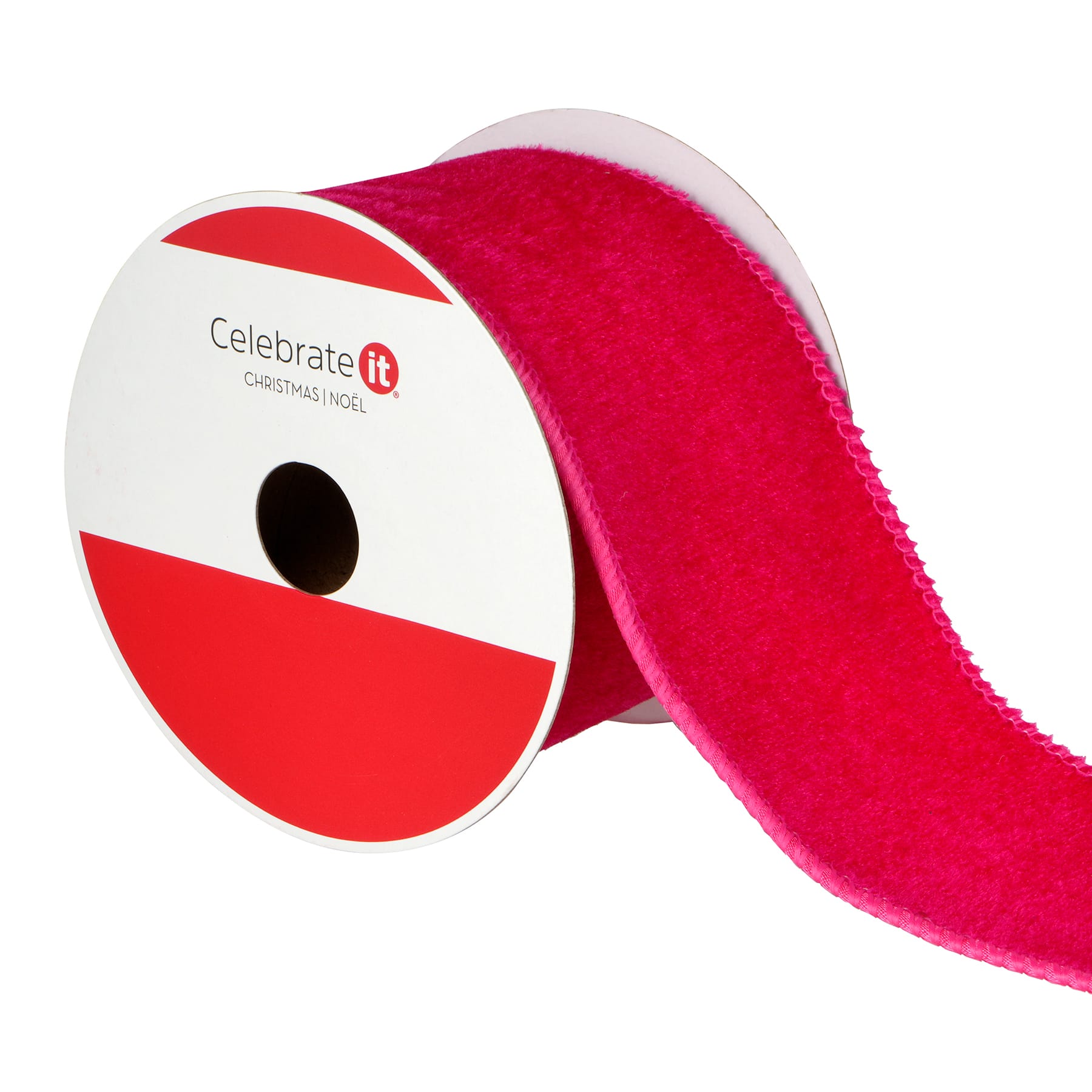 2.5&#x22; x 15ft. Hot Pink Wired Velvet Ribbon by Celebrate It&#xAE;