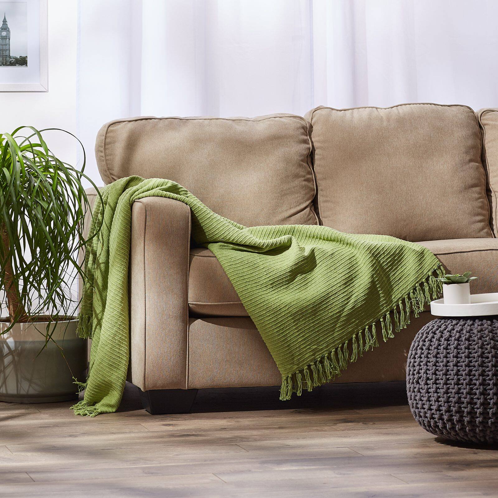 DII® Antique Green Solid Ribbed Throw