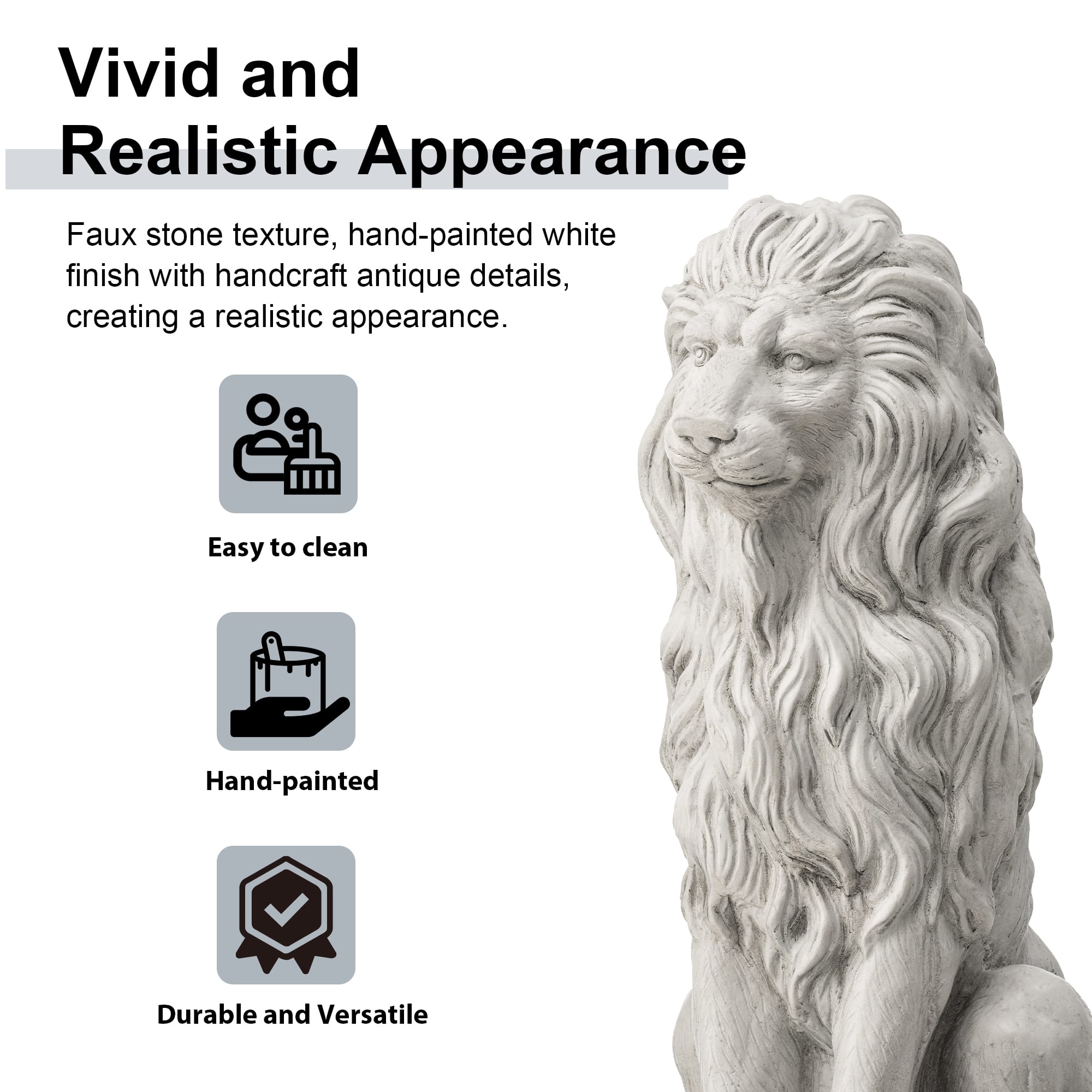 Glitzhome® 27.75" MGO Guardian Sitting Lion Garden Statue