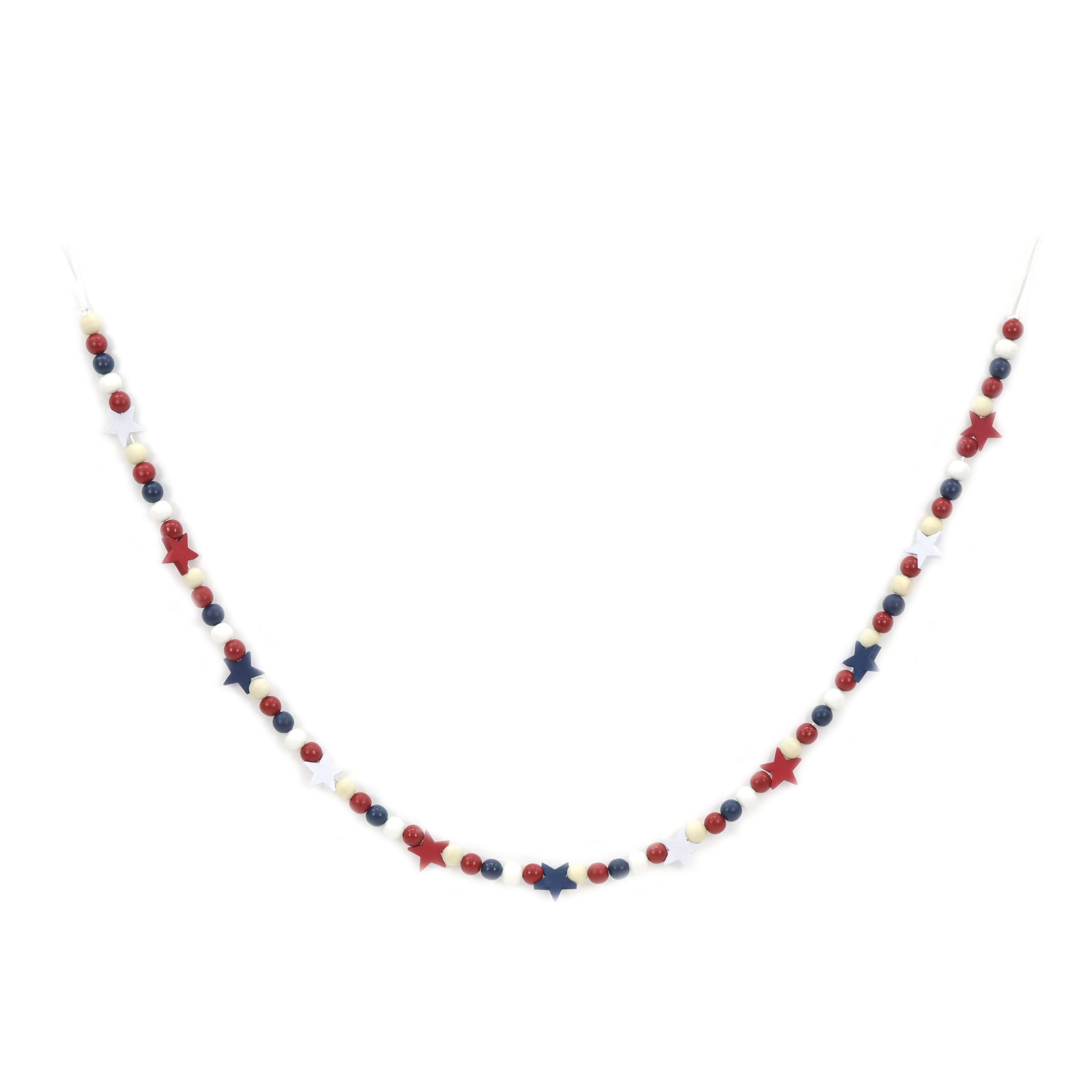 6ft. Red, White &#x26; Blue Wood Bead Garland by Celebrate It&#x2122;