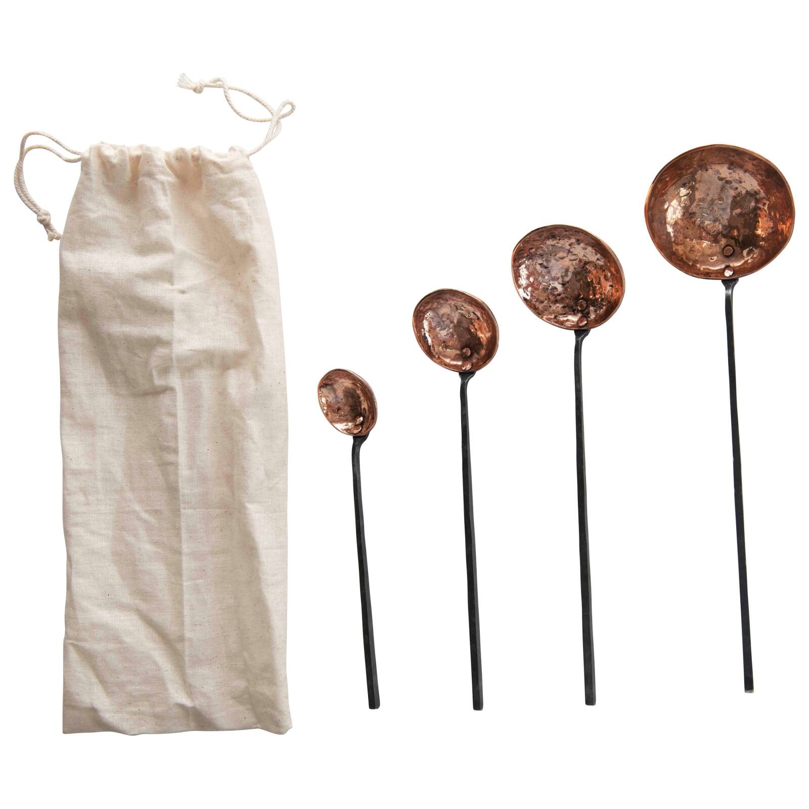 Hello Honey® Hammer-Textured Copper Ladles with Smooth Handles Set