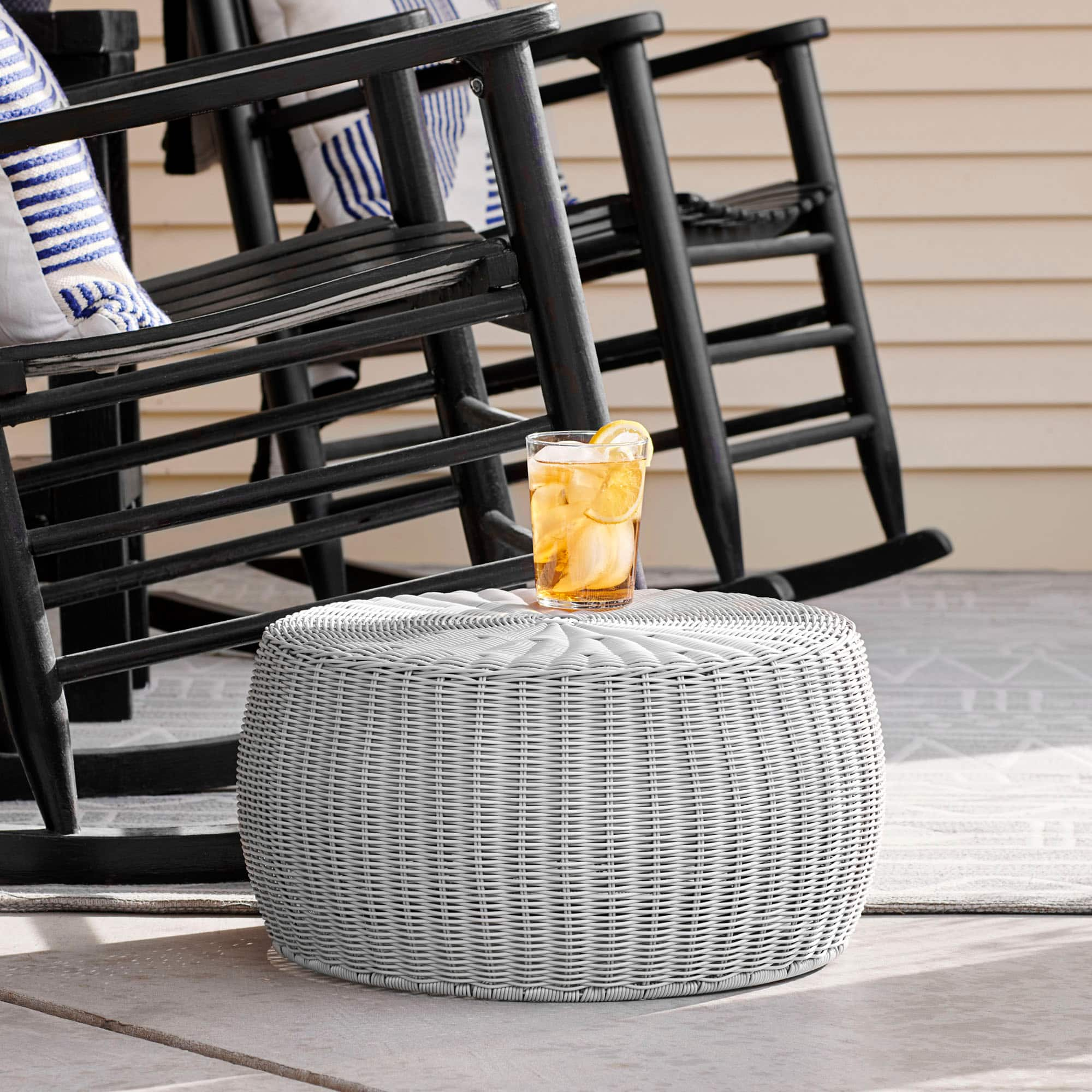 Household Essentials 9&#x22; Woven Storage Ottoman