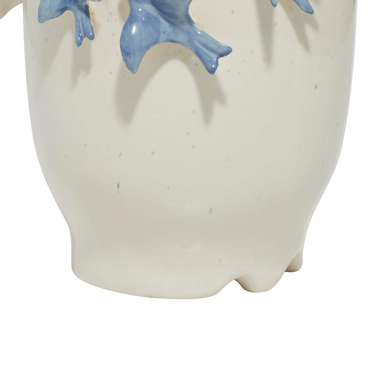 White Ceramic Coastal Vase, 12&#x22; x 9&#x22; x 9&#x22;