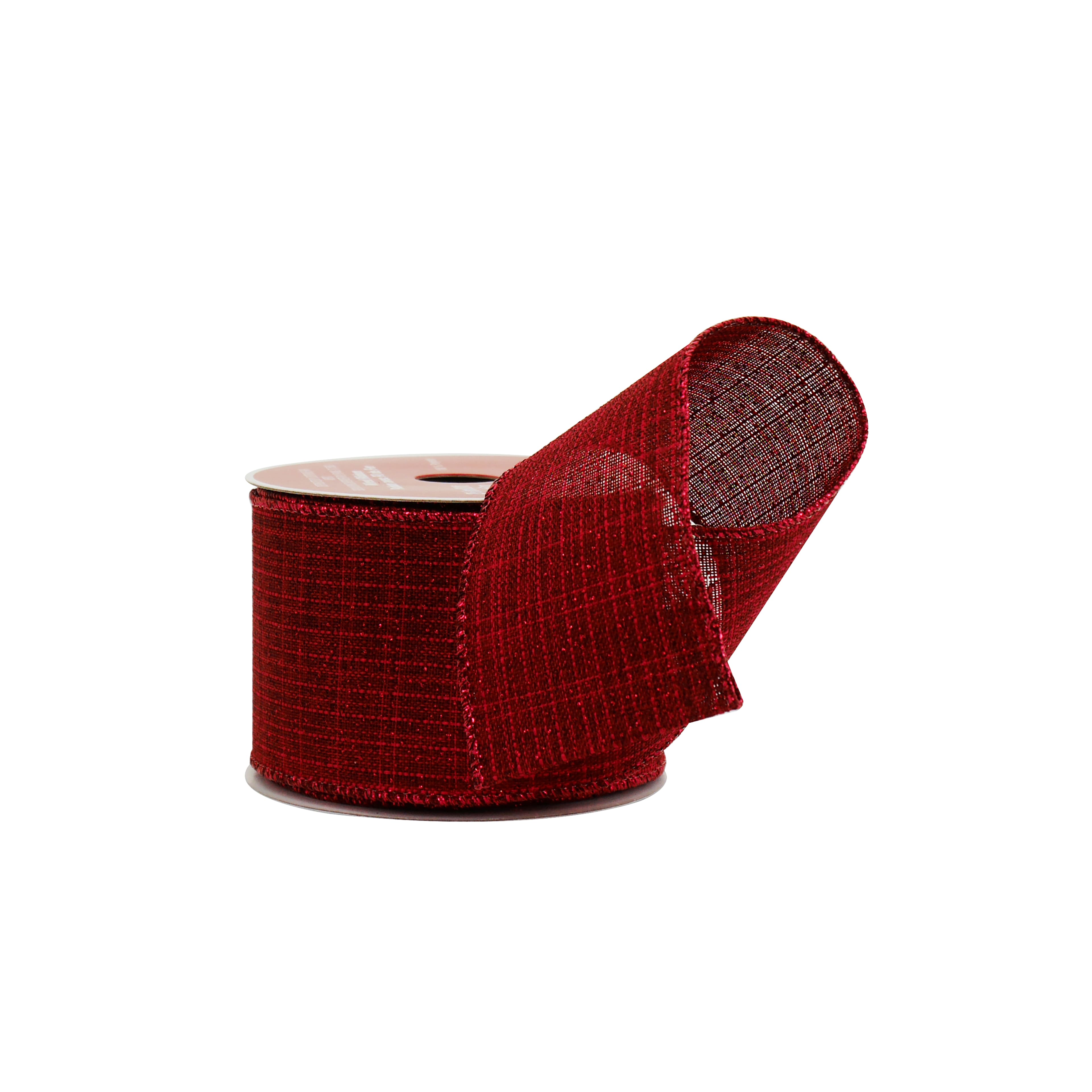 2.5&#x22; x 20ft. Burgundy Wired Faux Linen Ribbon by Celebrate It&#xAE;
