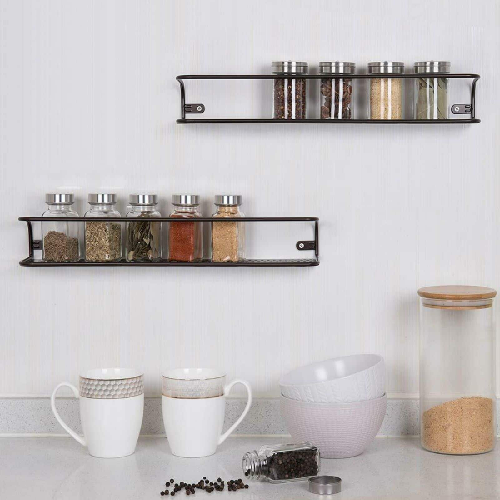 NEX™ Large and Wide Brown Wall-Mounted Spice Storage Rack, 2ct.