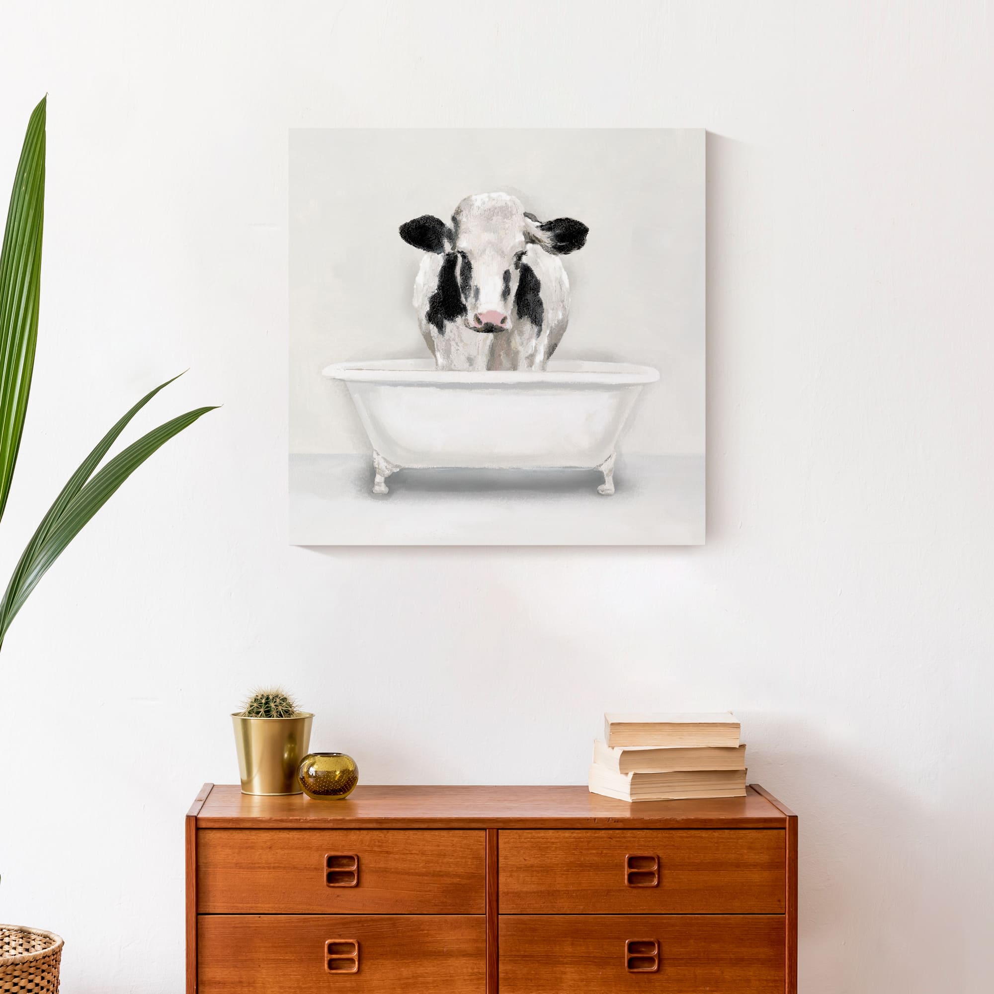 Cow In The Tub 20" x 20" Canvas Wall Art