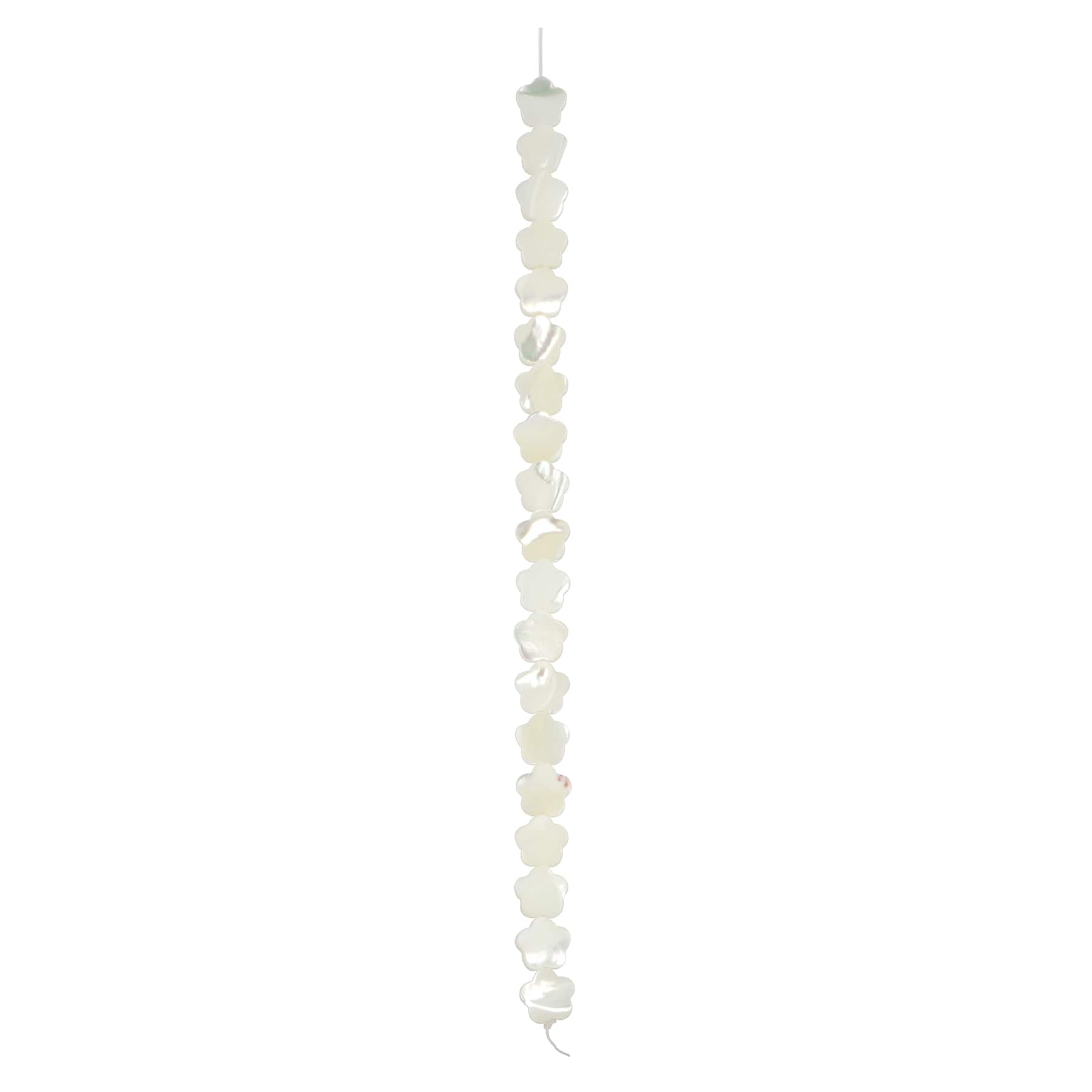 9mm White Mother of Pearl Flower Beads by Bead Landing™