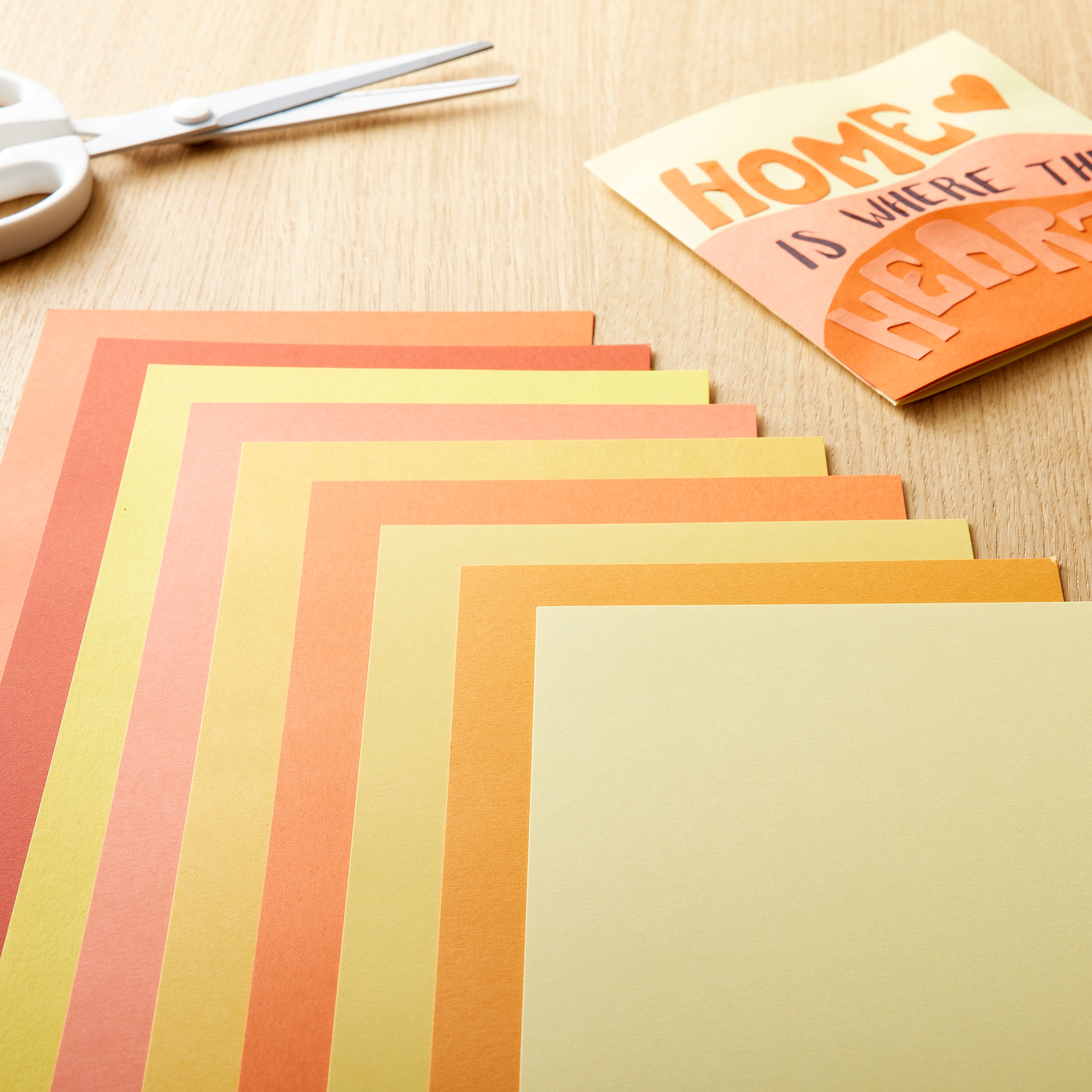9 Packs: 100 ct. (900 total) Orange &#x26; Yellow Palette 12&#x22; x 12&#x22; Cardstock Paper by Recollections&#x2122;