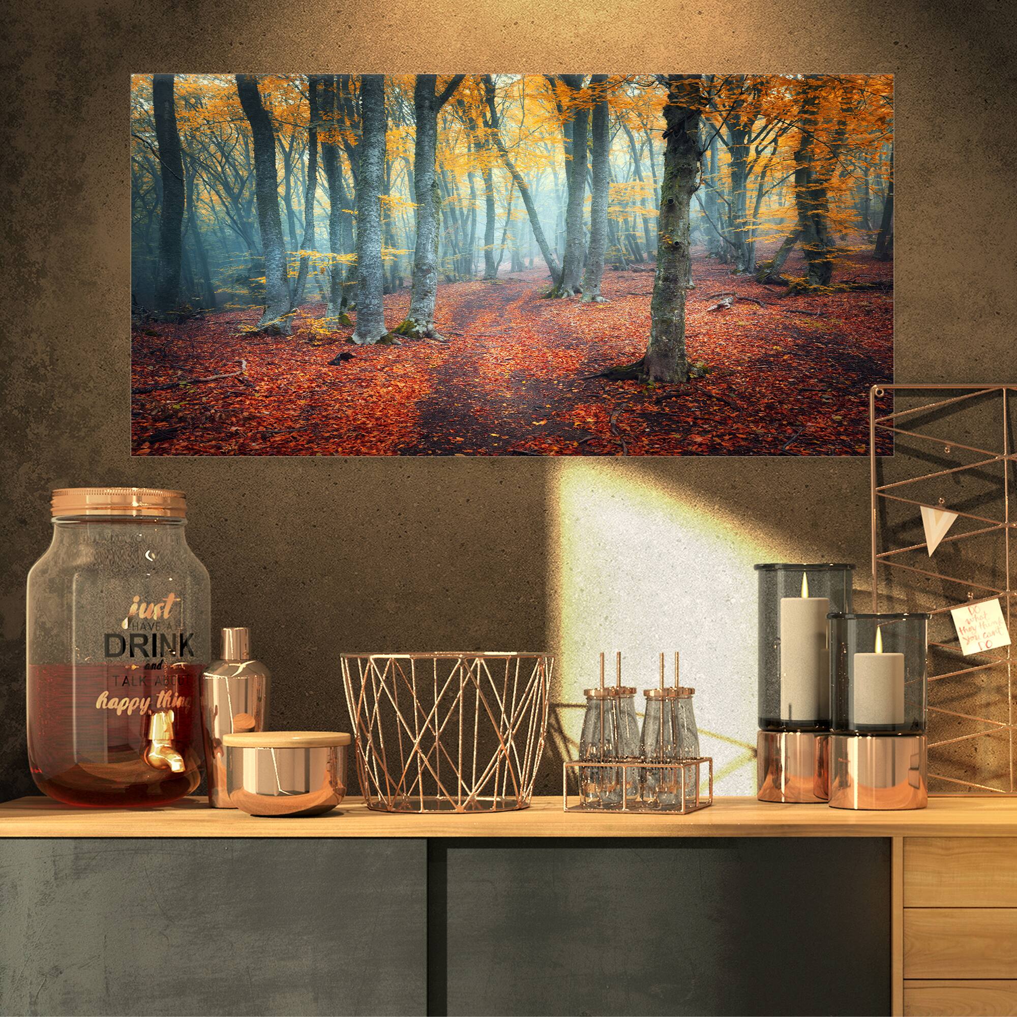 Designart - Red and Yellow Autumn Forest - Landscape Photography Canvas Print