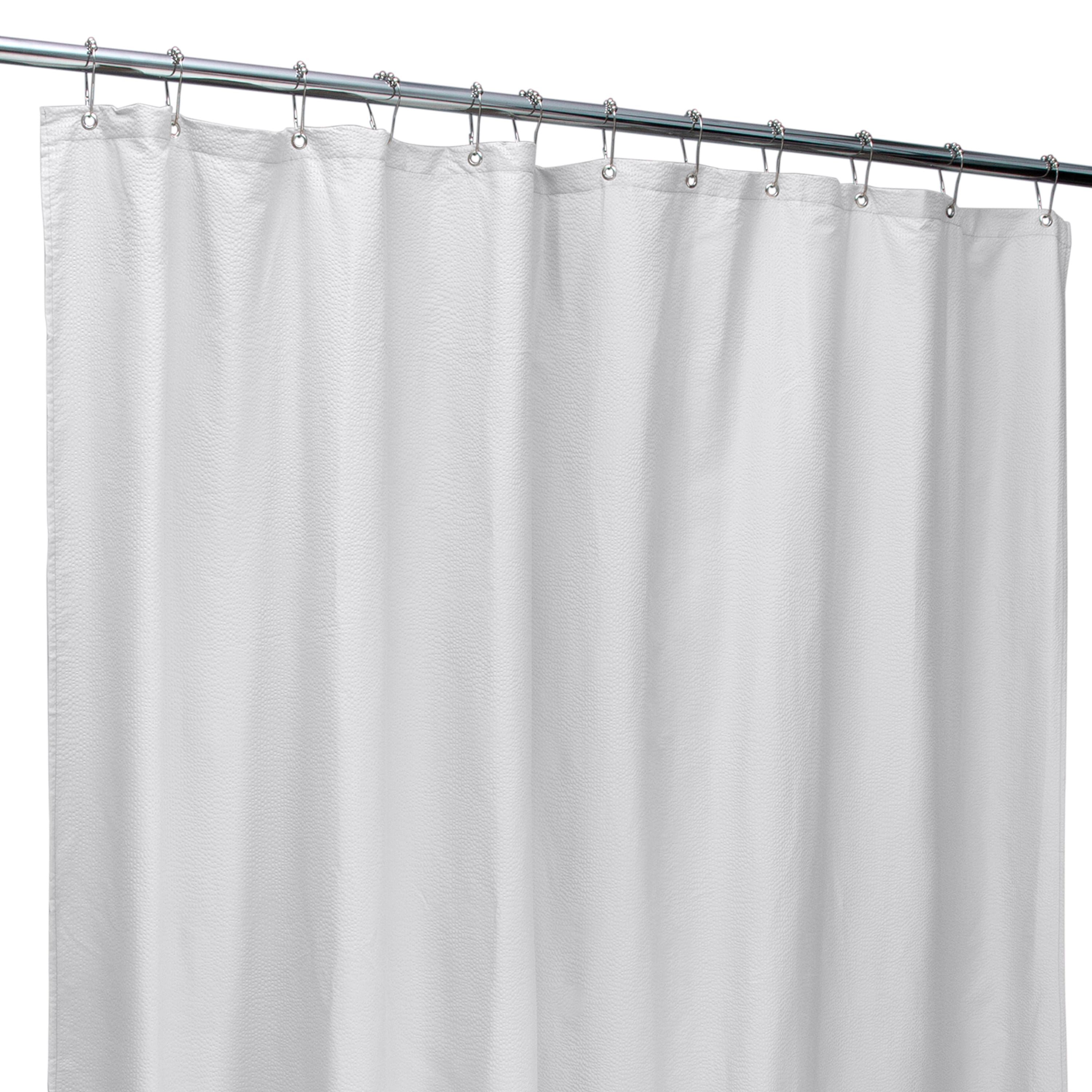 Bath Bliss White Microfiber Soft Touch Seersucker Design Shower Curtain Liner