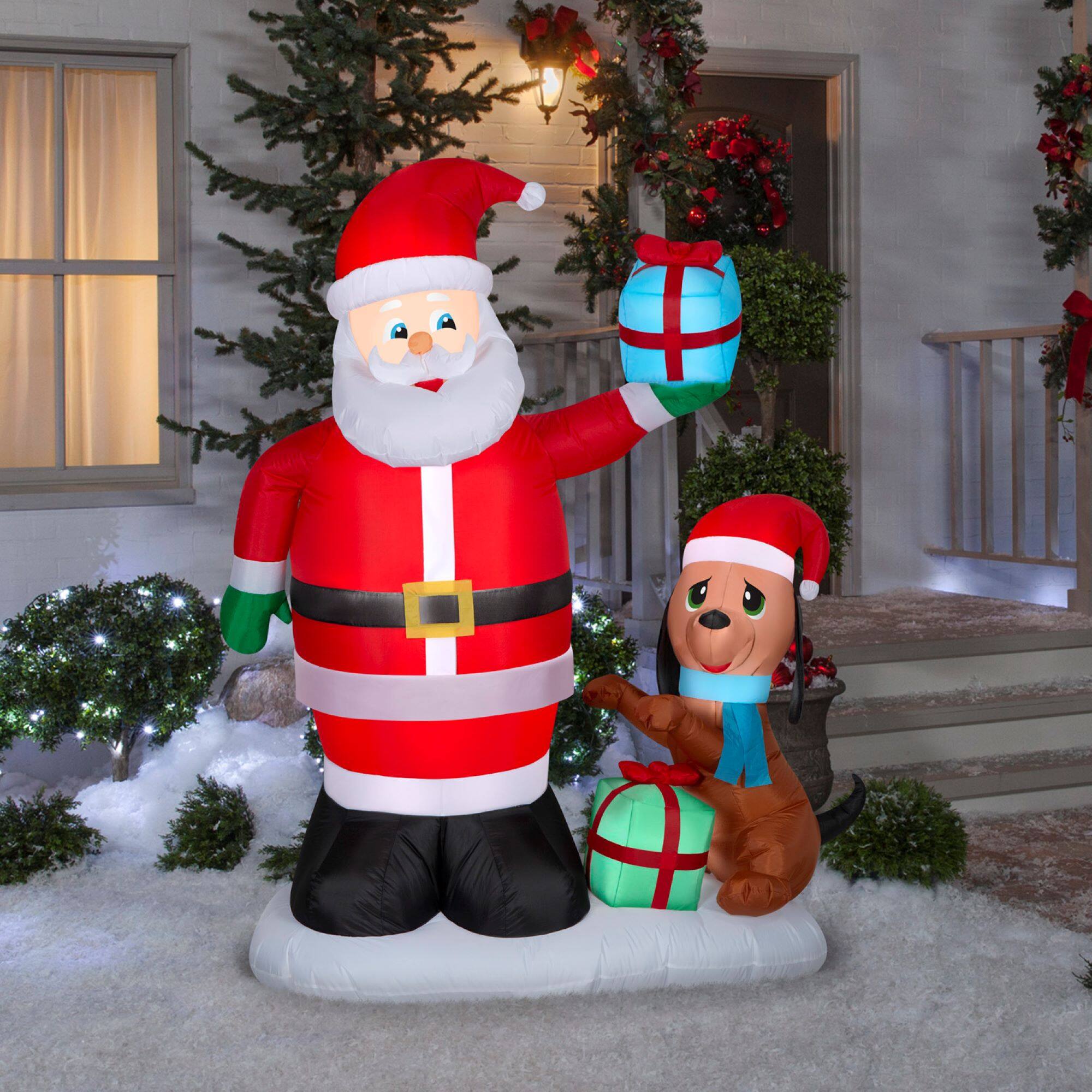 Airblown® 6ft. Inflatable Christmas Animated Santa & Puppy
