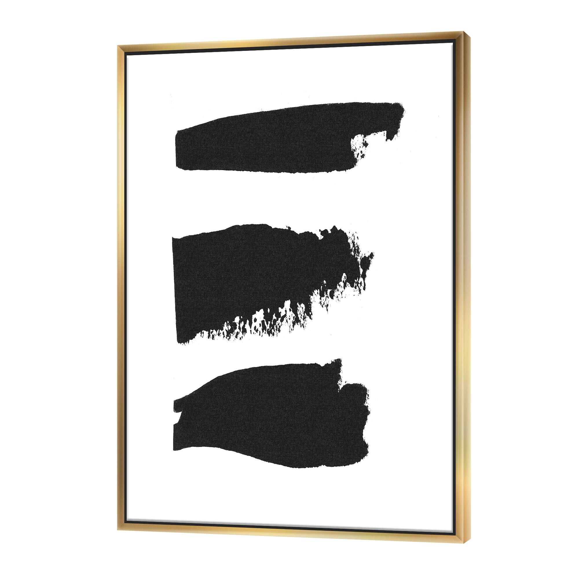 Designart - Black and White Geometric Company II - Mid-Century Modern Canvas in Gold Frame