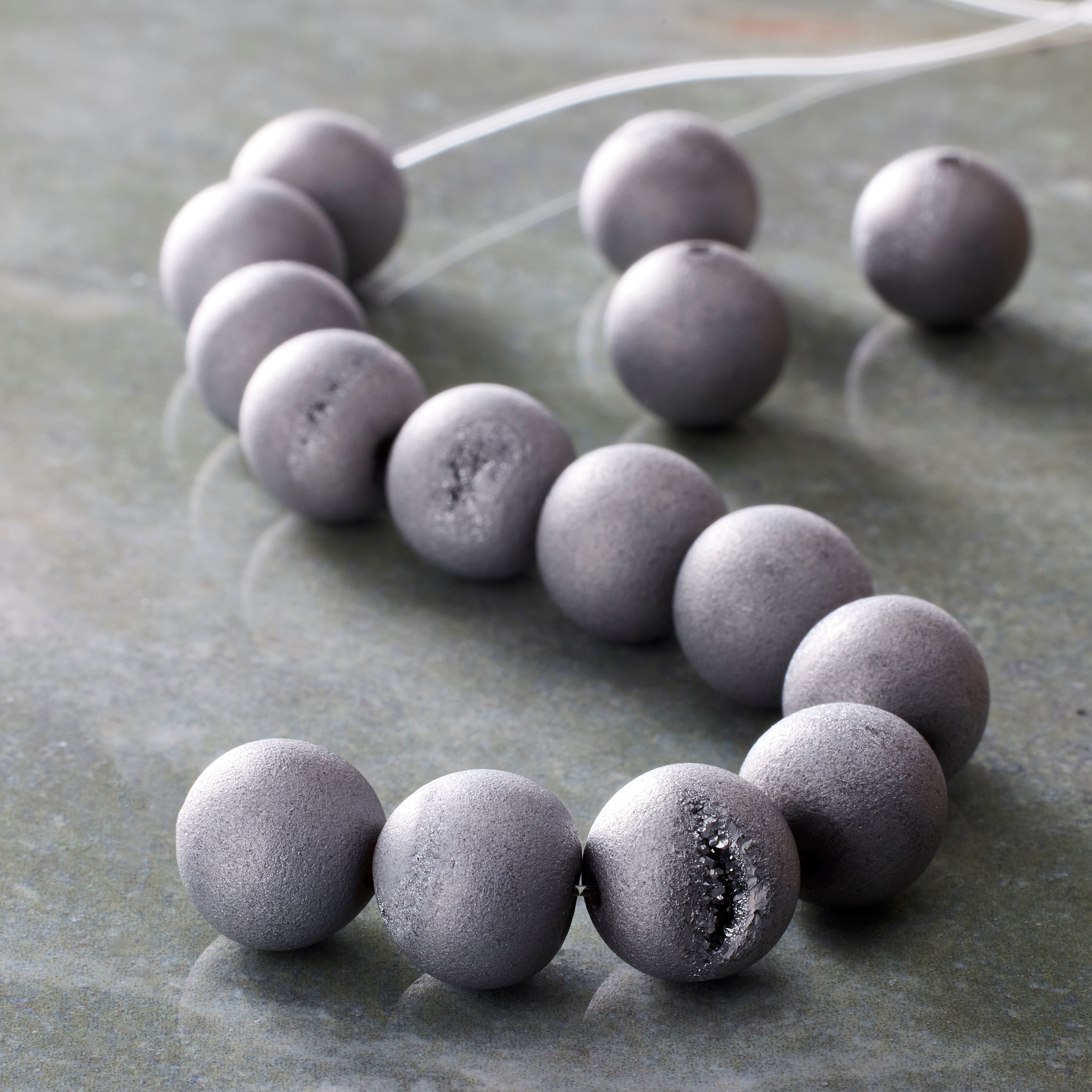 Silver Druzy Agate Stone Beads, 10mm by Bead Landing™
