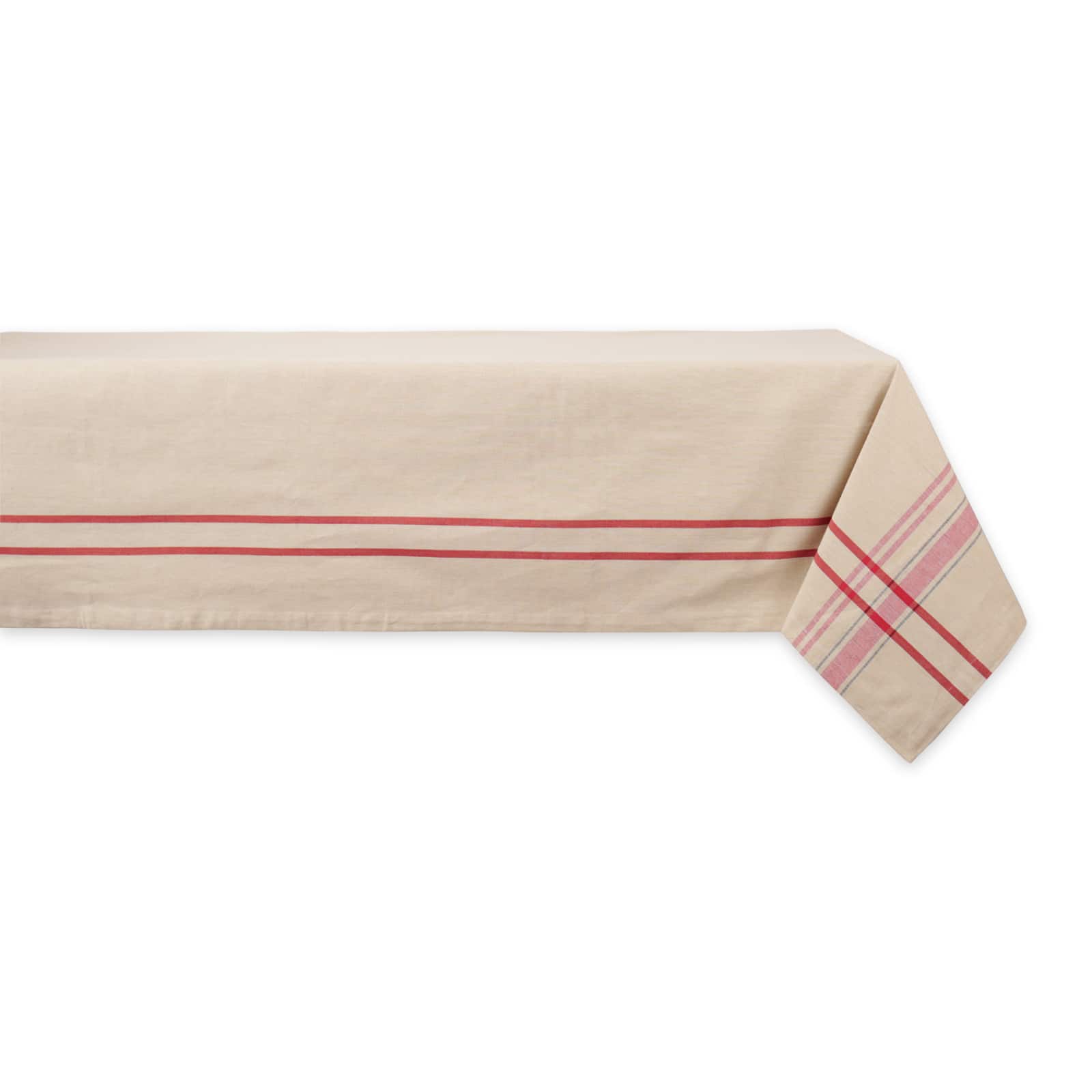 Red French Stripe Tablecloth 52" x 52"