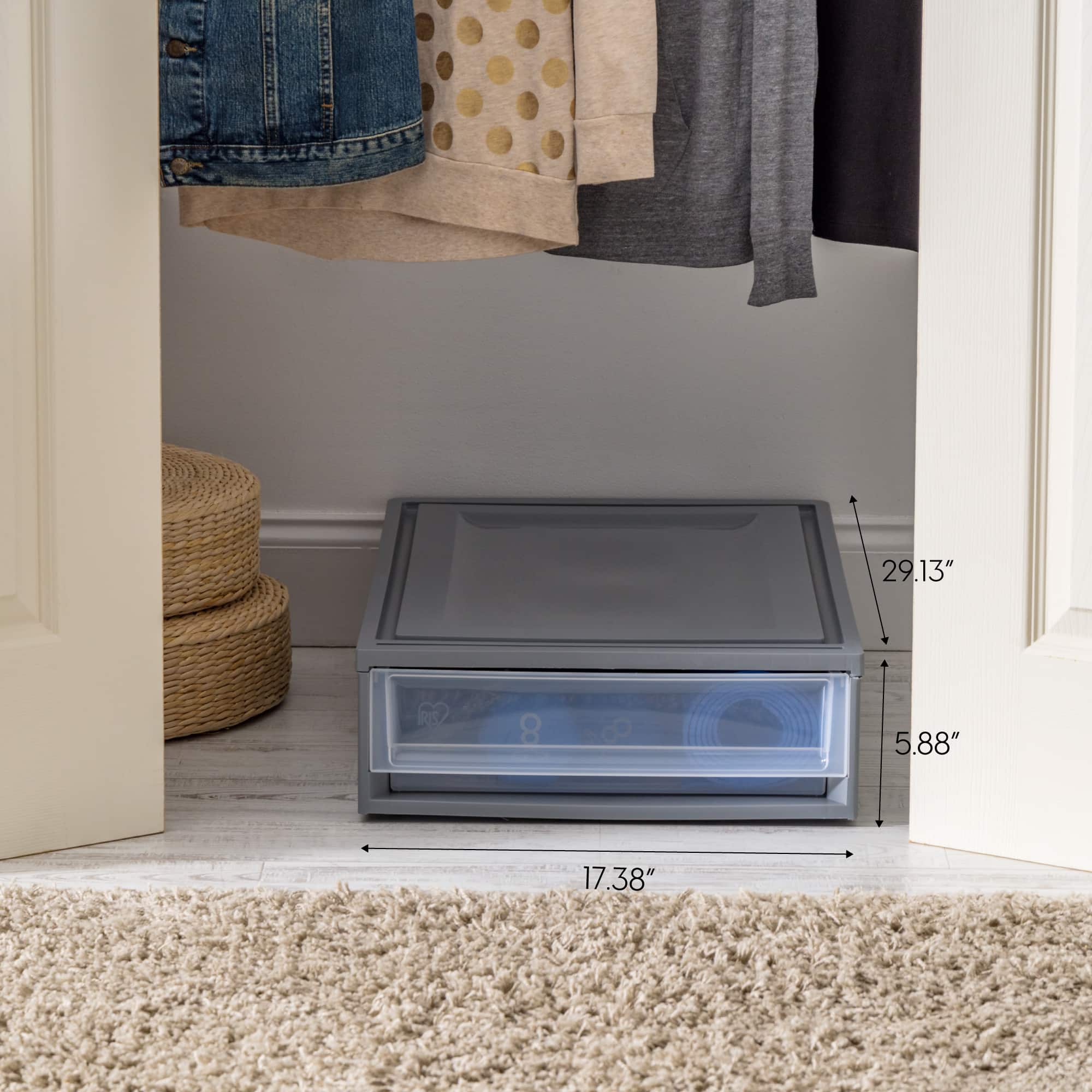 IRIS&#xAE; 27.5qt. Gray &#x26; Clear Underbed Storage Drawer