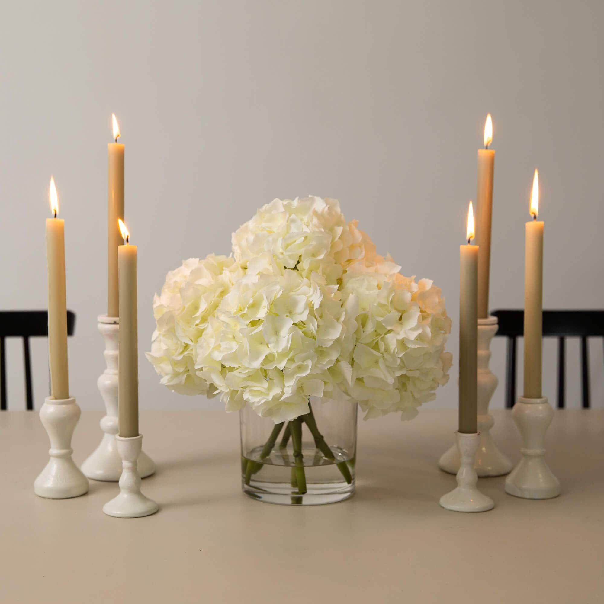 Wedding Collection 14in. Artificial Hydrangea Arrangement in Glass Vase