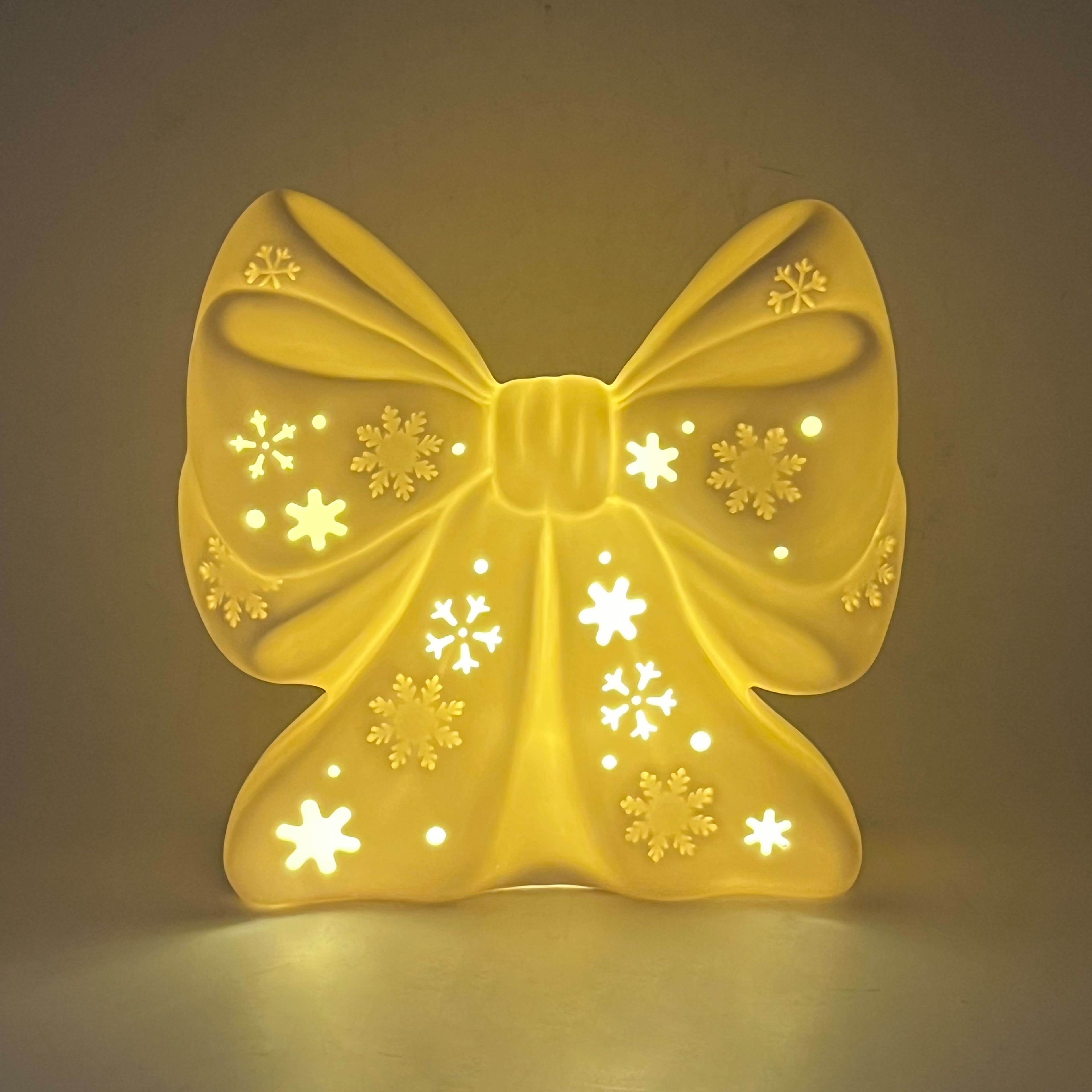 7.5&#x22; LED DIY Ceramic Snowflake Bow D&#xE9;cor by Make Market&#xAE;