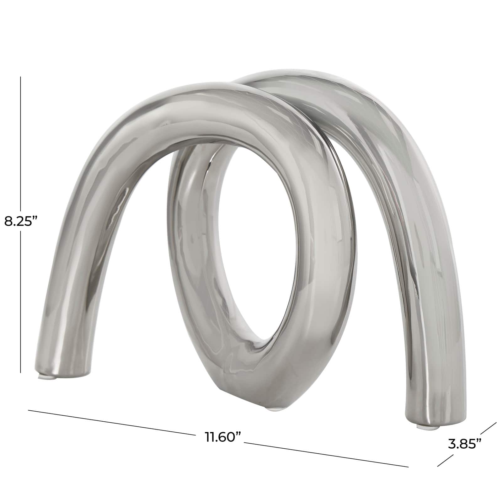 11.5" Silver Ceramic Abstract Rounded Loop Sculpture