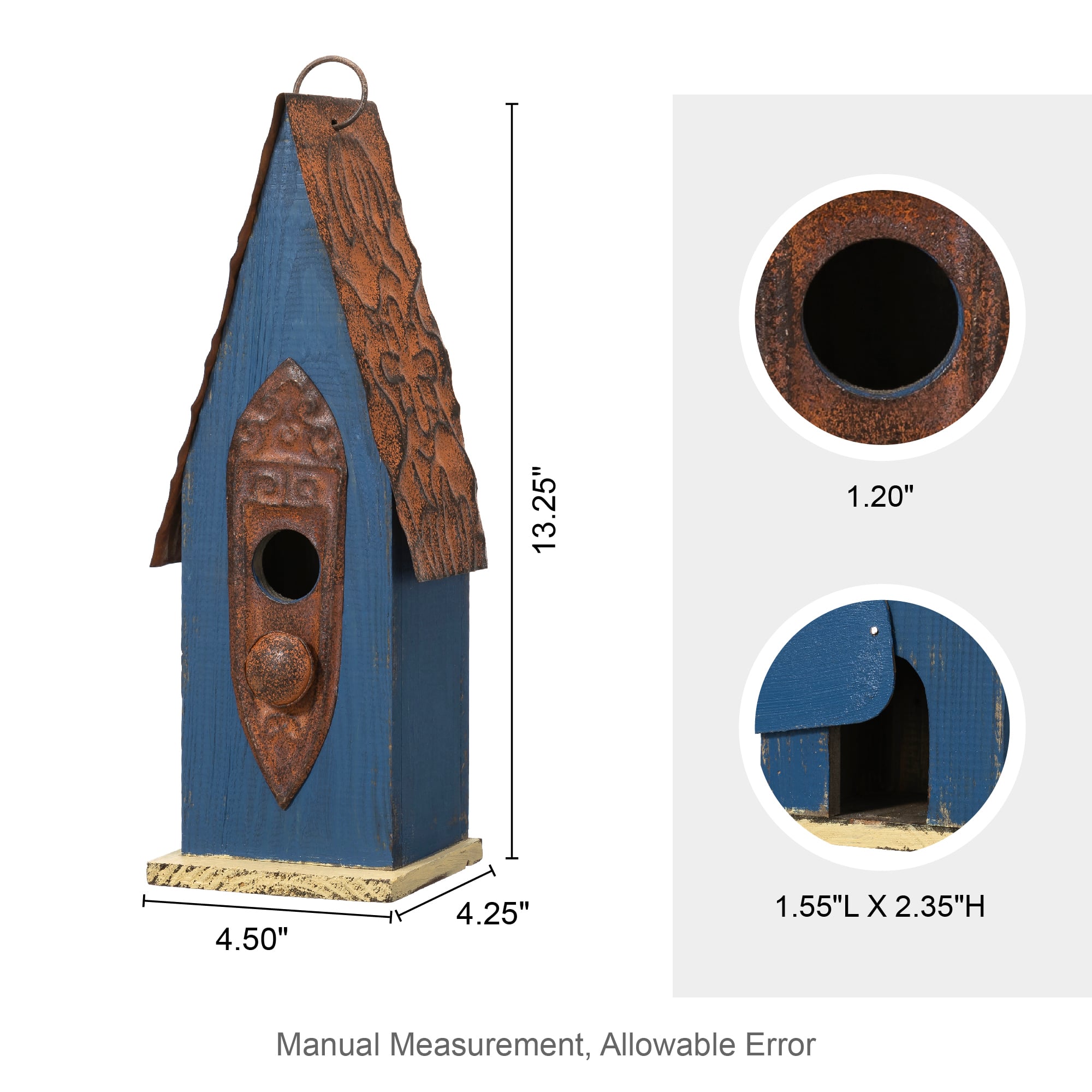 Glitzhome® 13" Hanging Distressed Wood Garden Birdhouse