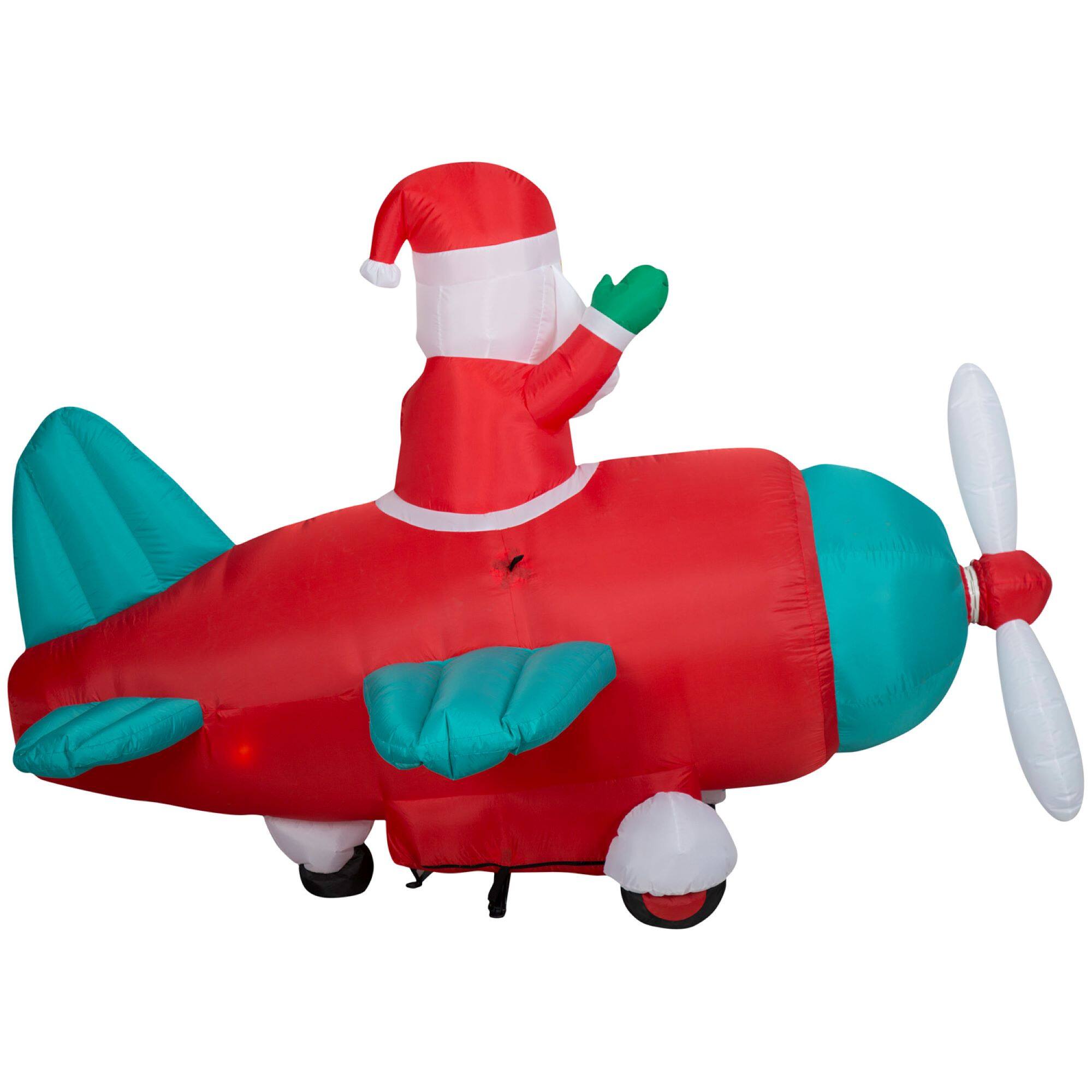 5ft. Animated Airblown® Inflatable Christmas Santa in Vintage Plane