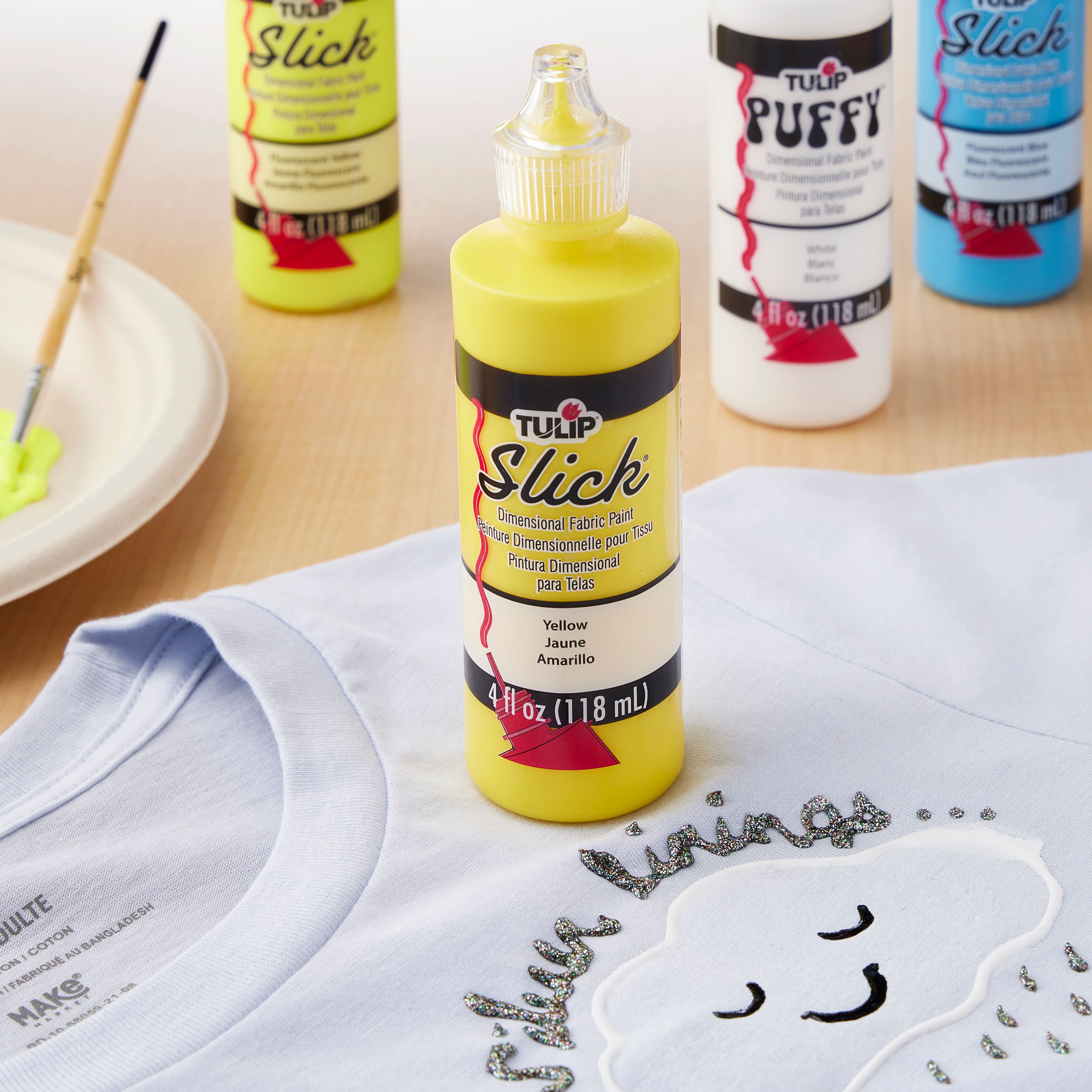 12 Pack: Tulip&#xAE; Slick&#xAE; Dimensional Fabric Paint, 4oz.