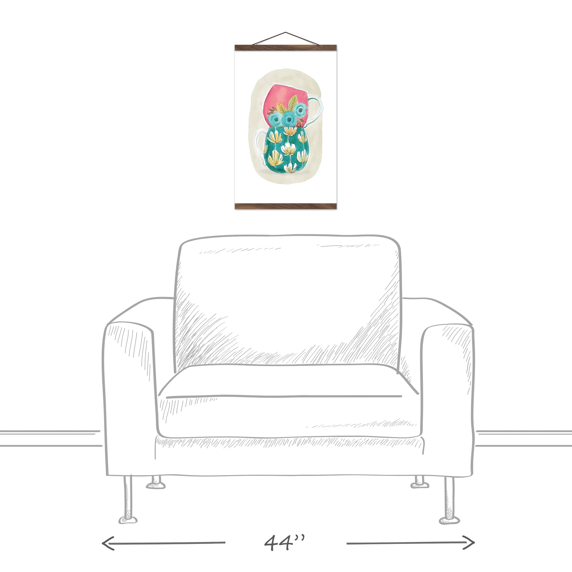 Stacked Mugs Teak Hanging Canvas