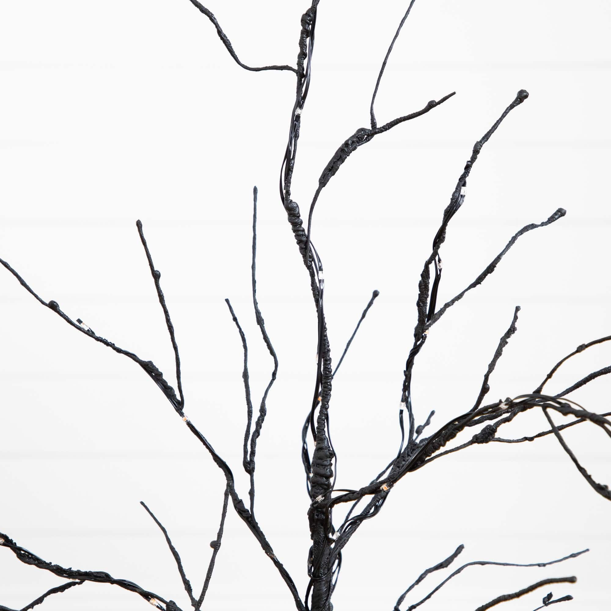 3ft. Pre-Lit Halloween Black Twig Artificial Tree with 80 Orange &#x26; Purple LED Lights