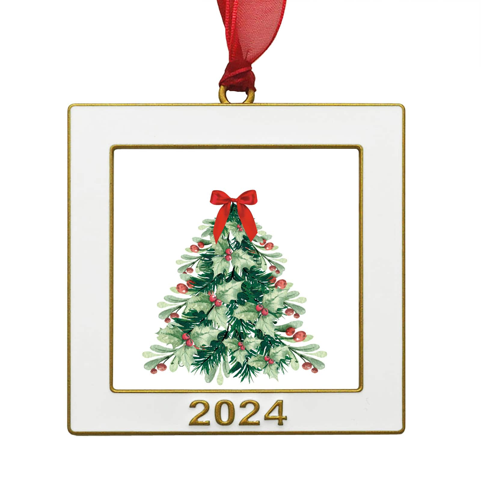 2.5&#x22; x 2.5&#x22; White &#x26; Gold 2024 Ornament Frame by Studio D&#xE9;cor&#xAE;