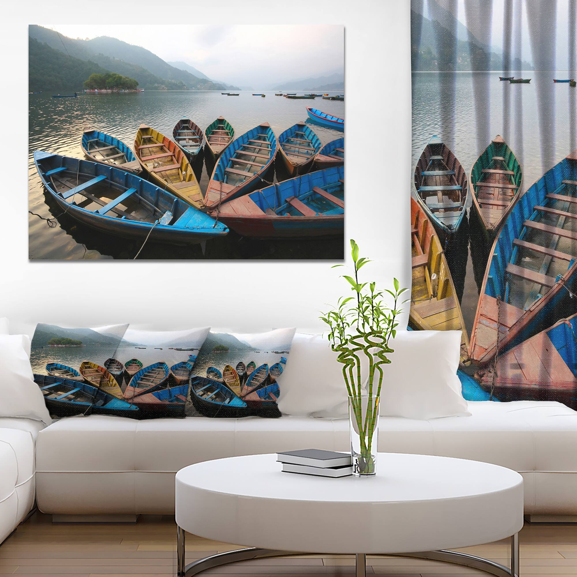 Designart - Beautiful Boats in Phewa Lake - Boat Canvas Art Print
